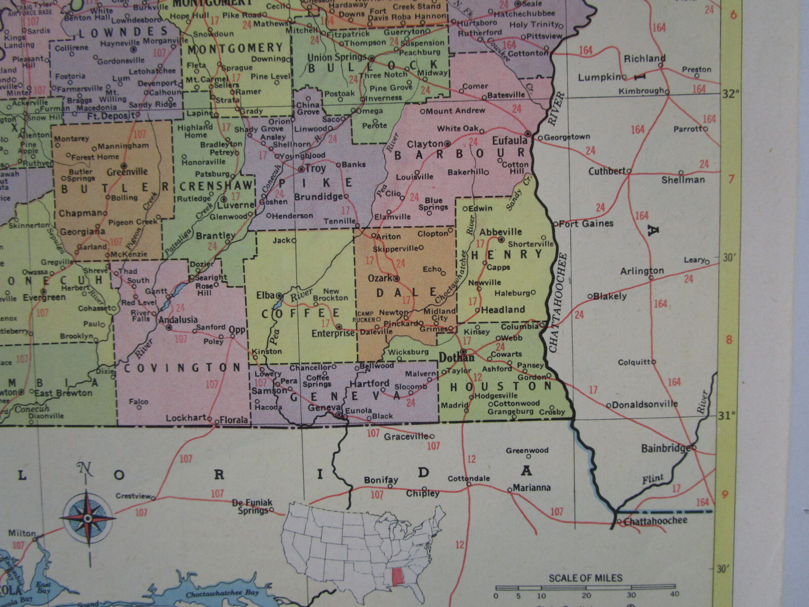 AZ AL 1959 ARIZONA Topographic RAILROAD Map APACHE RR ~or~ ALABAMA. TUSKEGEE RR