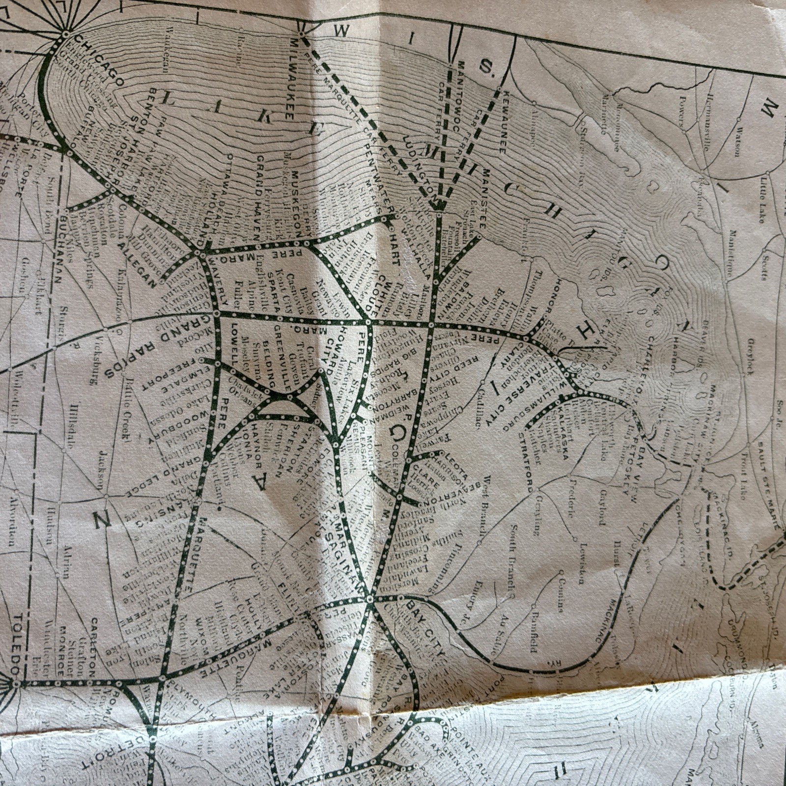 Pere Marquette Railroad – Original System Map by “Sparks And Cinders” Vintage