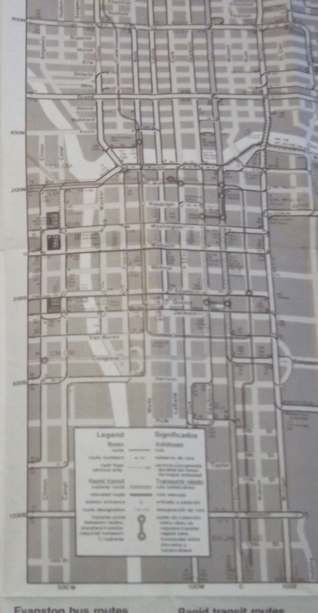 1983 Spring-Summer CHICAGO TRANSIT AUTHORITY CTA ROUTE MAP