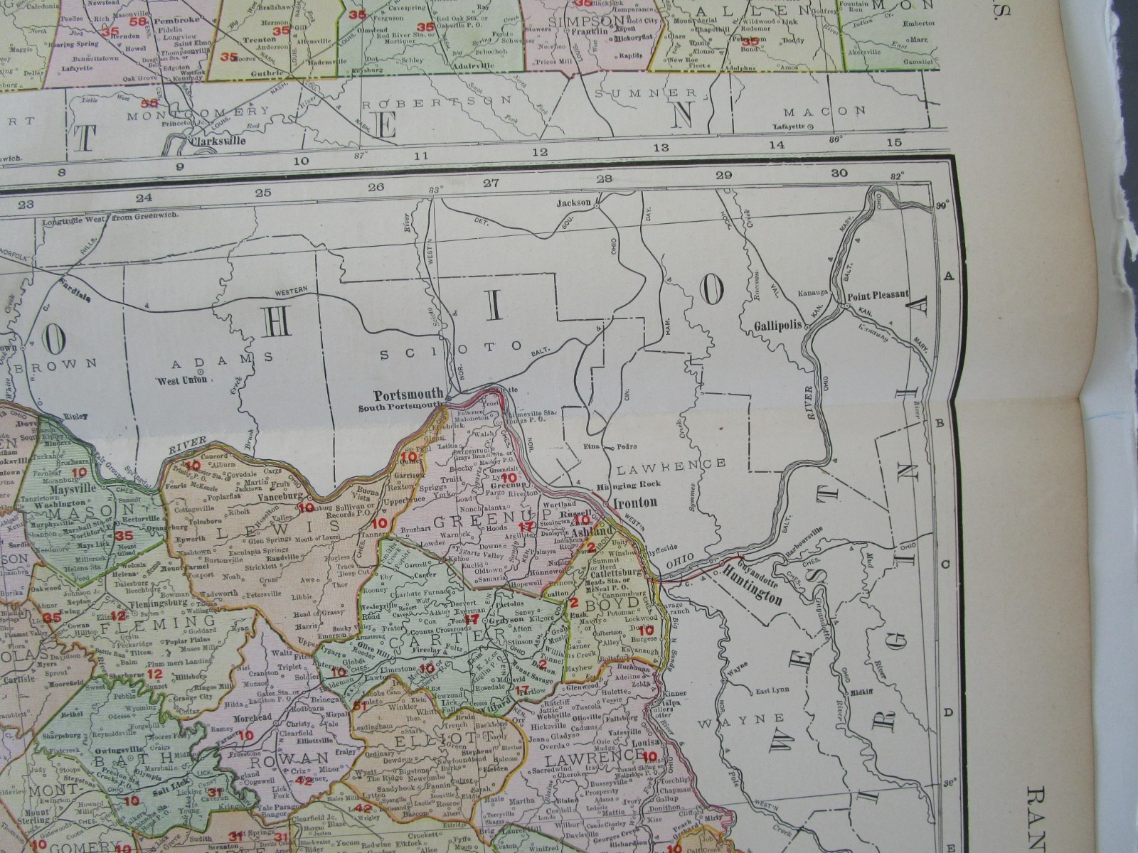 KY 1903, 1910 DATED KENTUCKY RAILROAD Map. McNally Business. INTERURBAN ELCTRIC