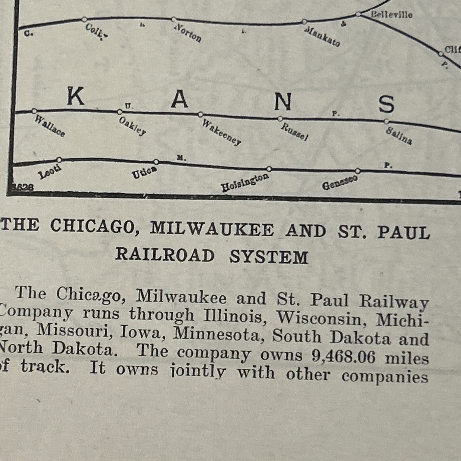 Antique 1908 Map Of The Chicago, Milwaukee & St. Paul Railroad System 11×15 Inch