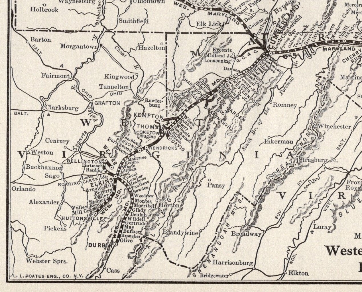 1914 Western Maryland Railway Map Antique Western Maryland Railroad Map 1880