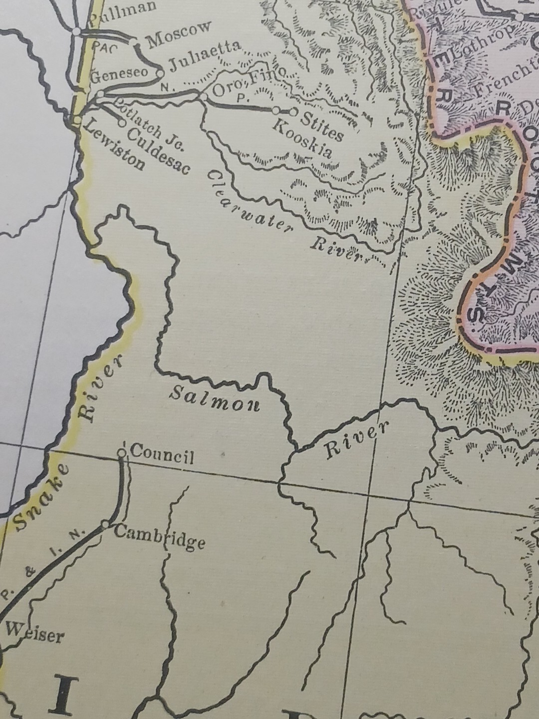 ~1904 Railroad Map MONTANA IDAHO WYOMING All railway Routes Depots 11×9″ vintage