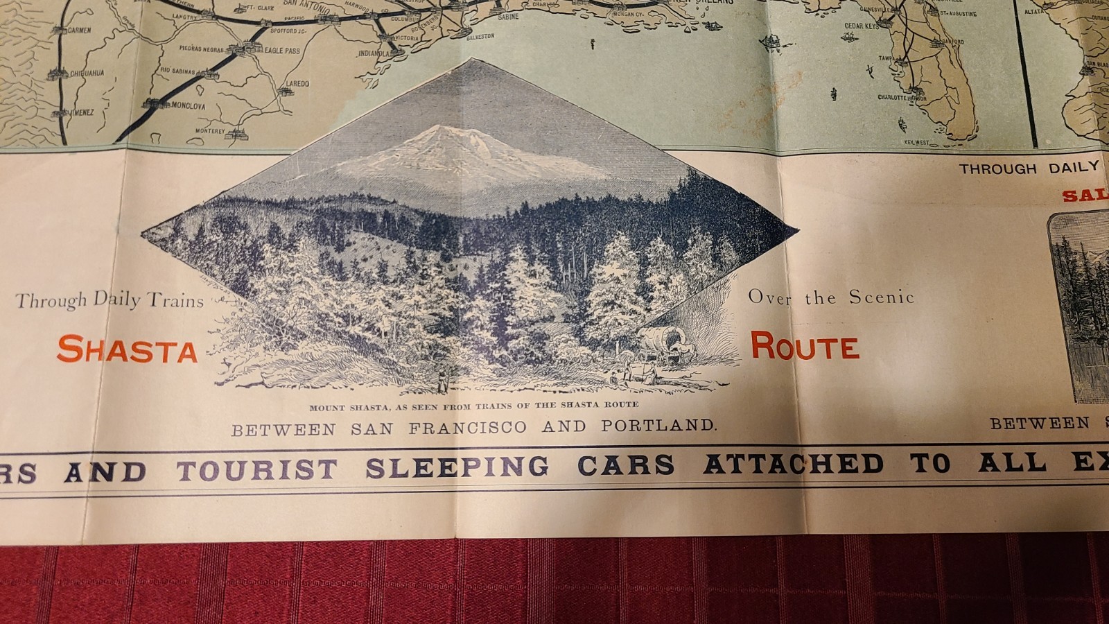 SOUTHERN PACIFIC CO. CLIMATIC MAP CALIFORNIA 1888 SUNSET ROUTE VINTAGE RAILROAD