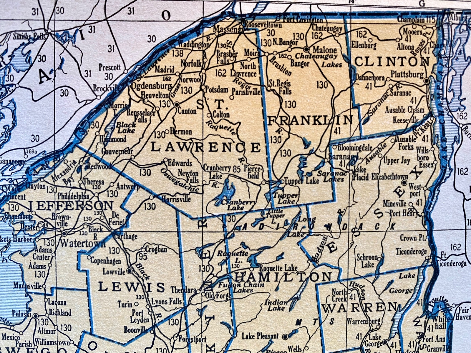 NORTH CAROLINA & NEW YORK c 1935 County & Railroad Maps. Hammond & Co. 9×12″