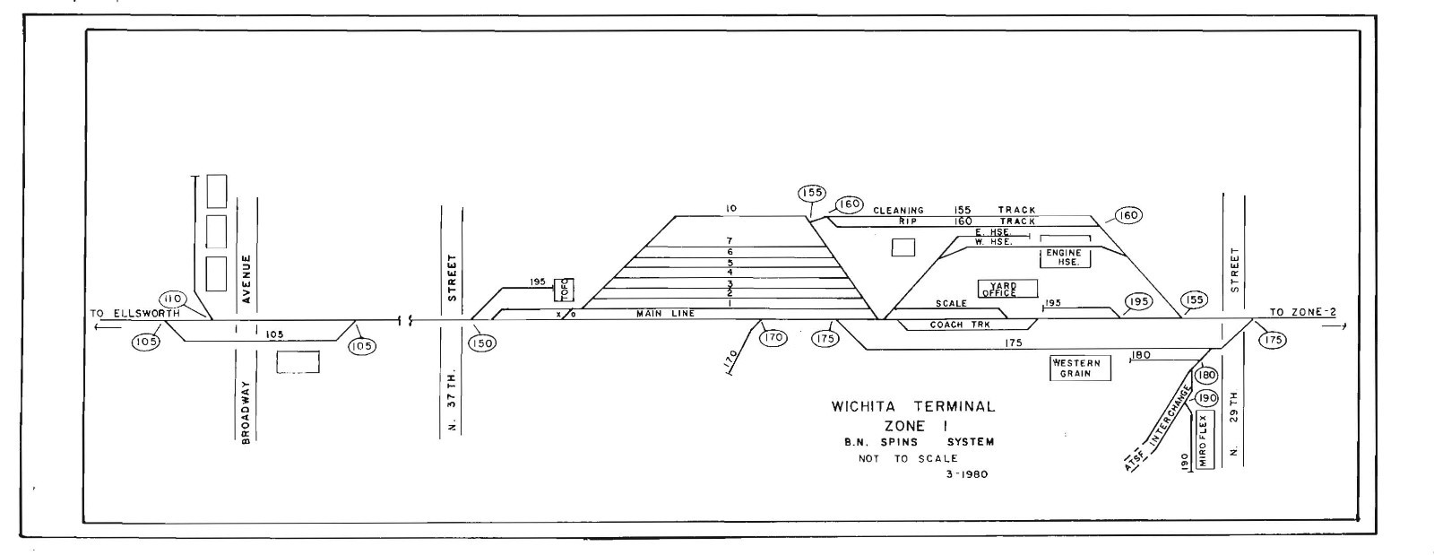Burlington Northern 1980 Wichita SPINS Track Charts PDF Pages on DVD