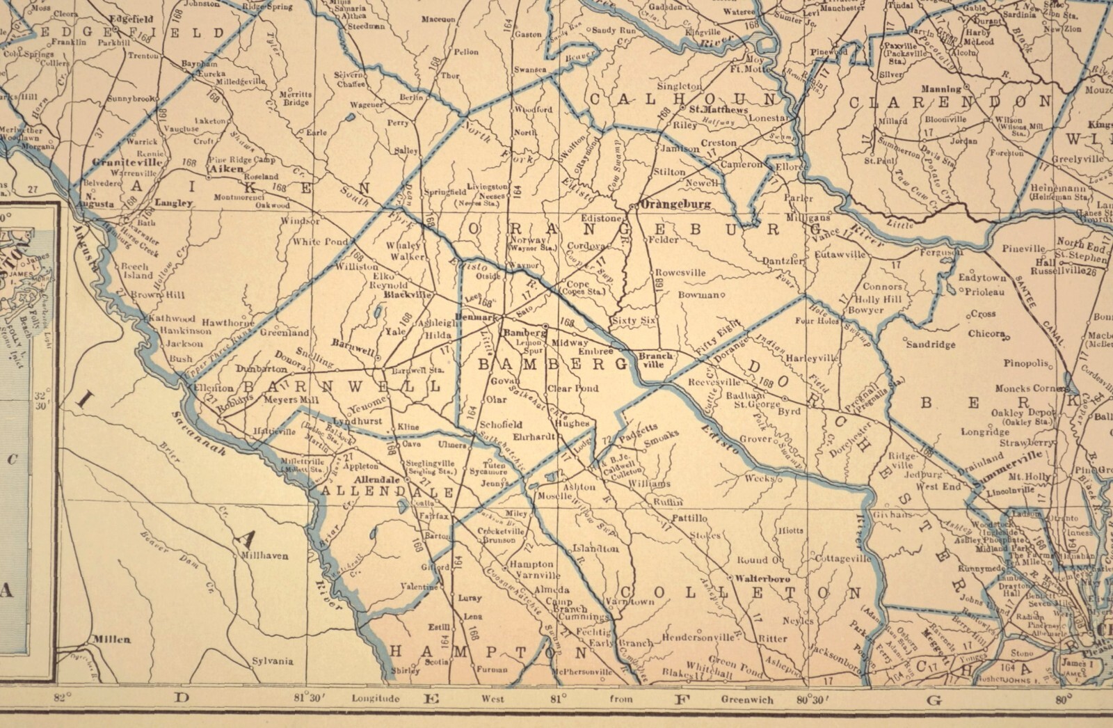 Vintage SOUTH CAROLINA Map Railroad LARGE Original Seaboard Air Line SAL RR