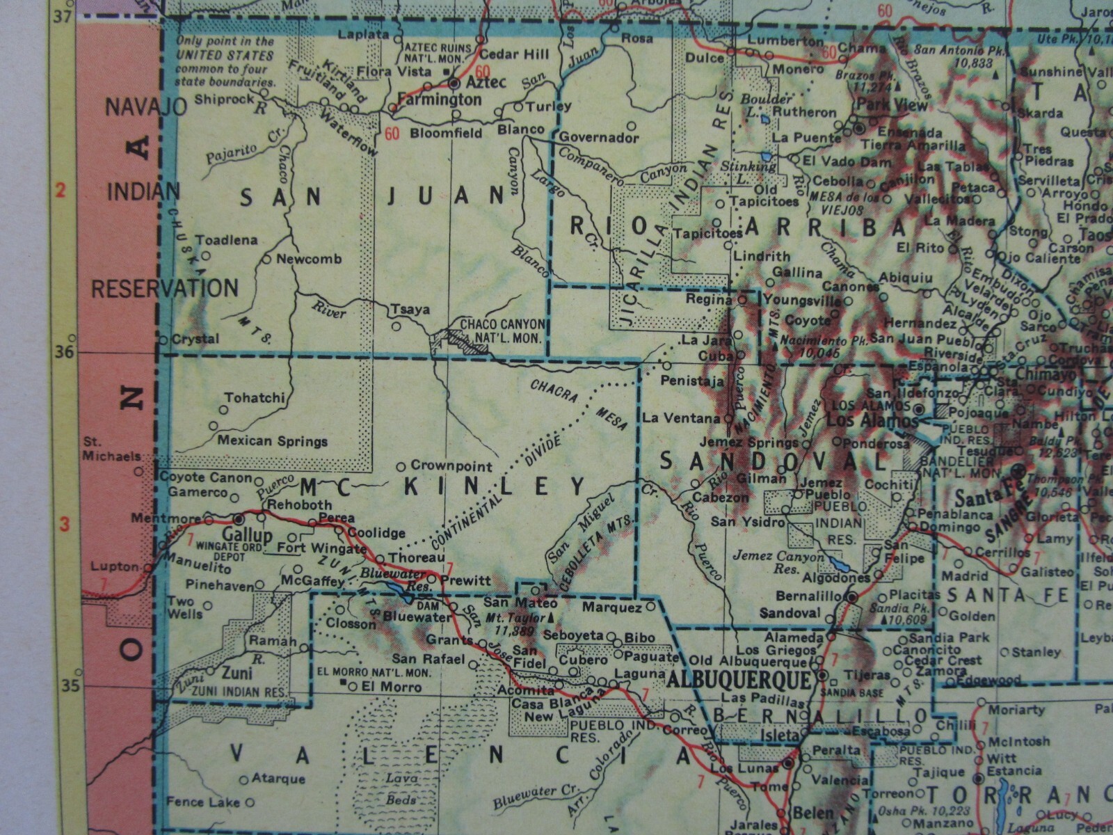 NJ NM Vtg 1952 NEW JERSEY RAILROAD Map. MORRISTOWN & ERIE RR ~or~ NEW MEXICO