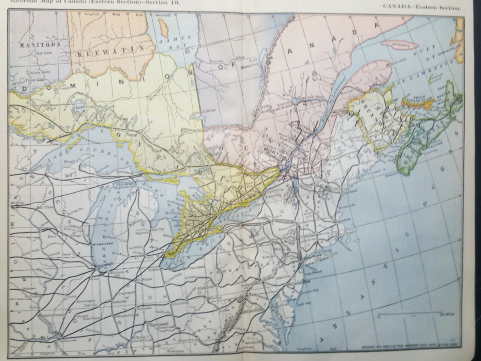 Original 1894 railroad map set Eastern & Western Canada train route line station