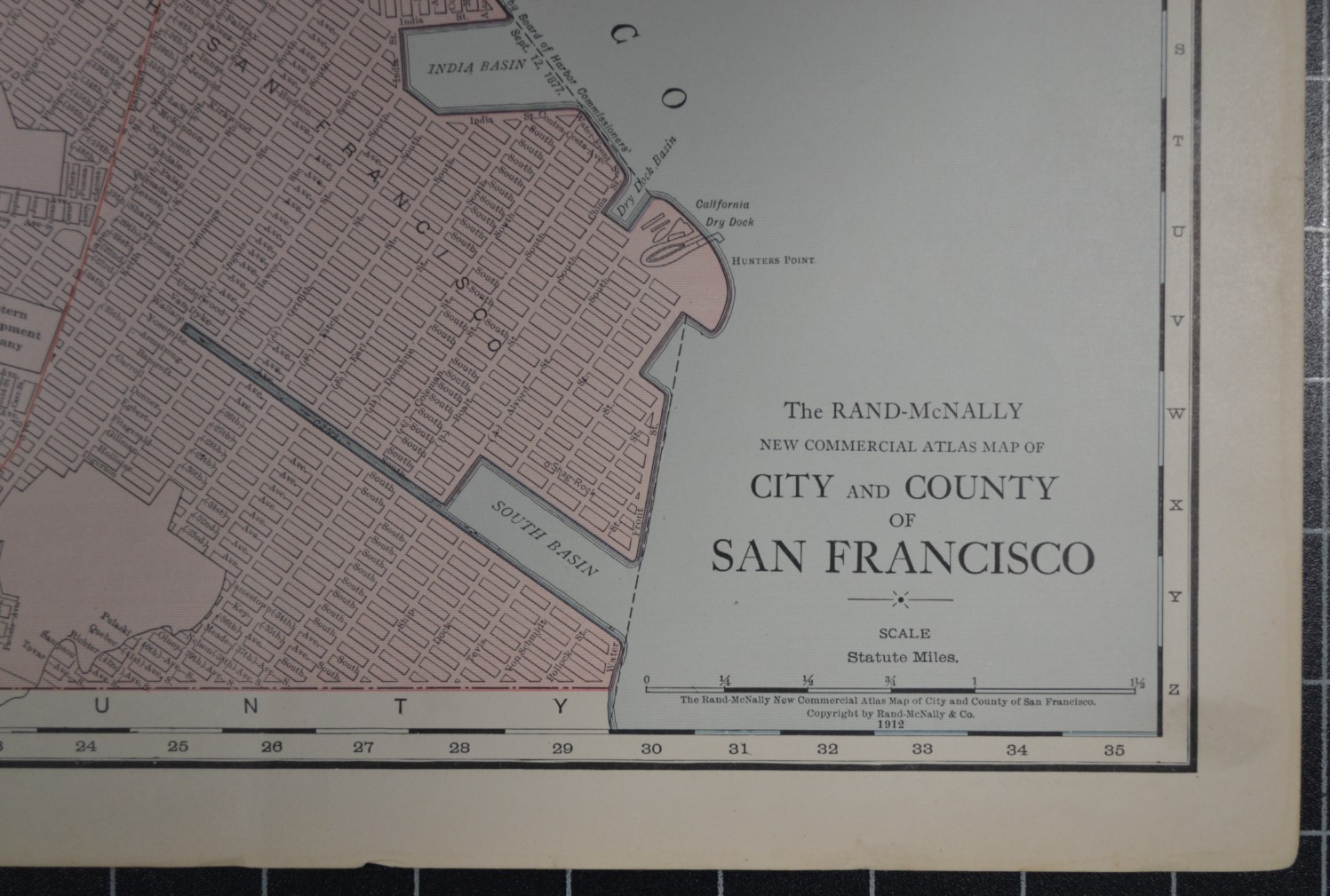 SAN FRANCISCO – 1912 – RAND-McNALLY NEW COMMERCIAL ATLAS – SHOWS RAILROADS