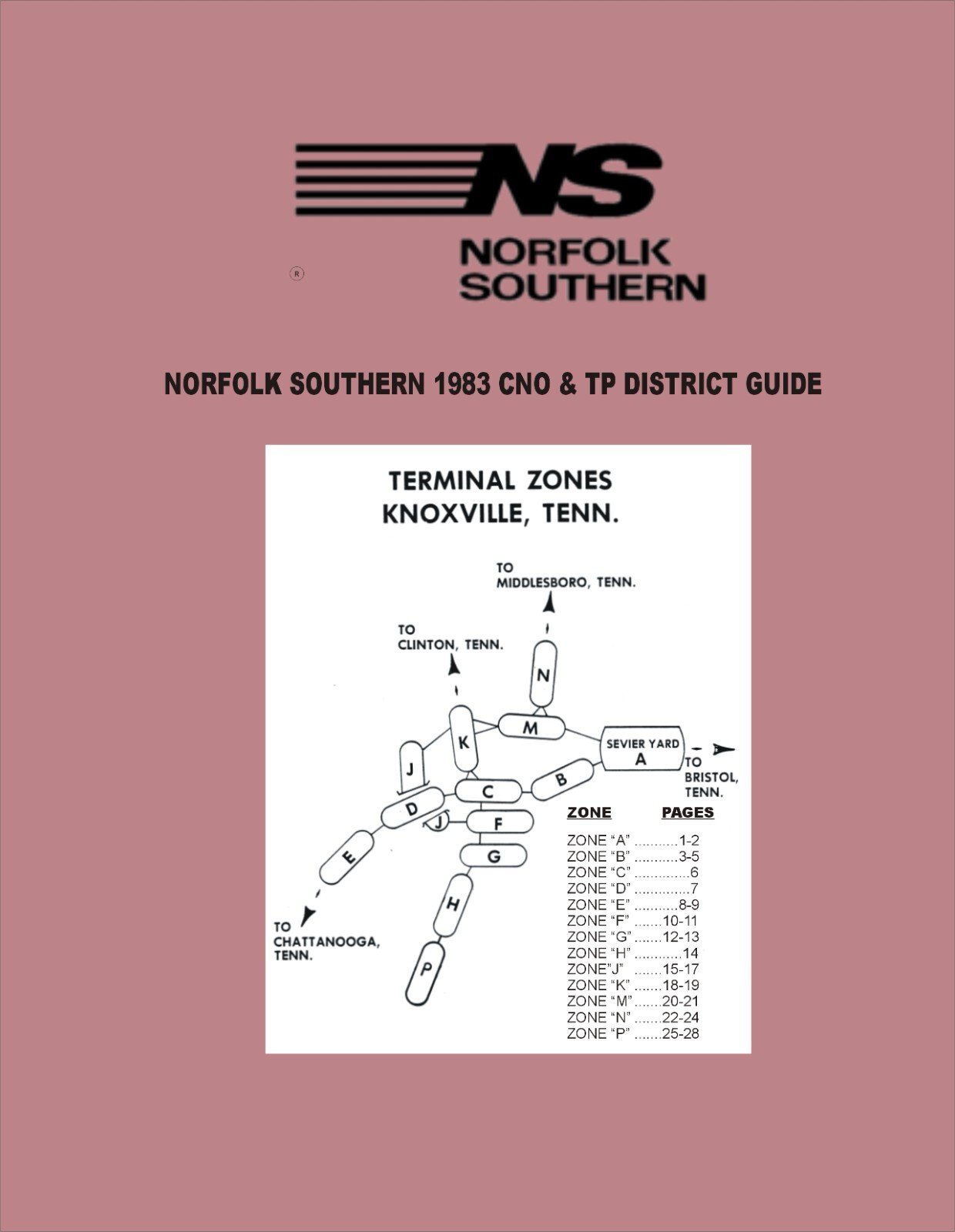 Norfolk Southern 1983 Knoxville District Track Guide PDF Pages on DVD