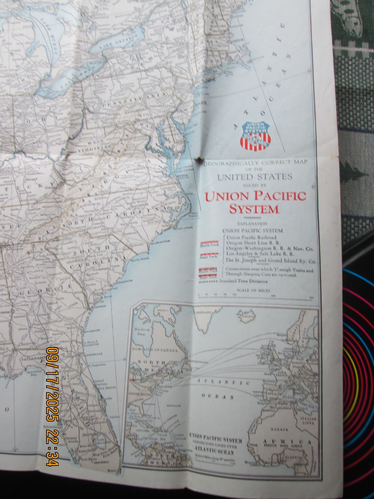 Map of the United States Union Pacific system 1928