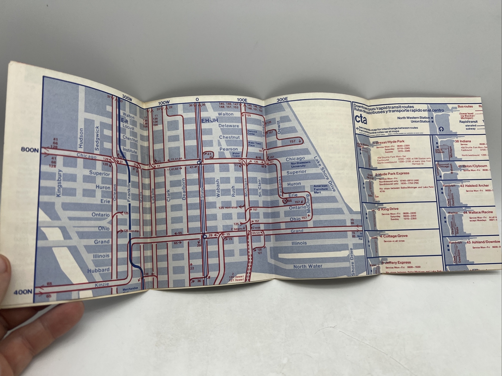 1976 CHICAGO TRANSIT AUTHORITY CTA DOWNTOWN TRANSIT MAP Bus L Subway NOVEMBER