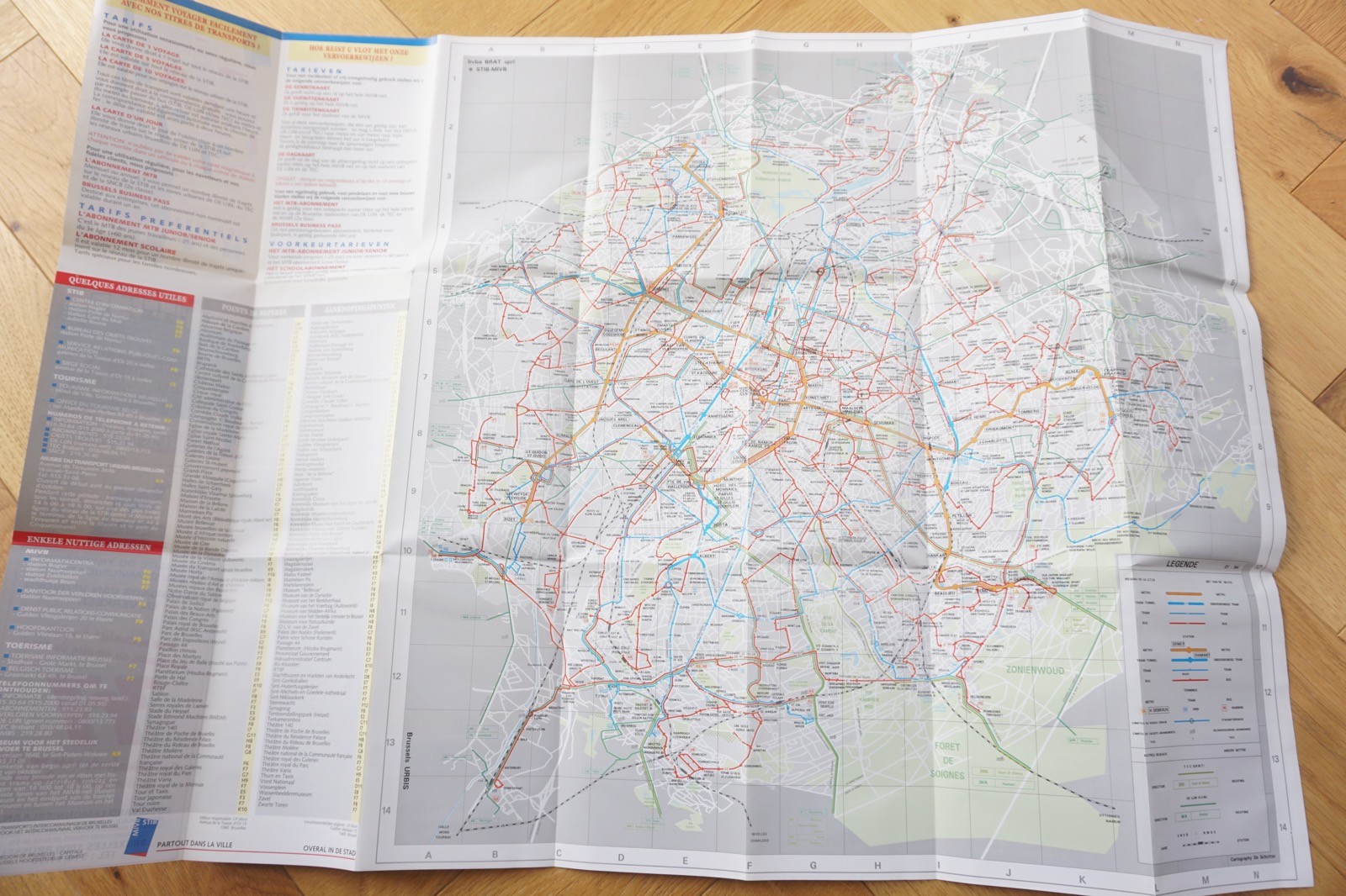 1990s Belgium Brussels Tram Tramways Railway Bus Map x4