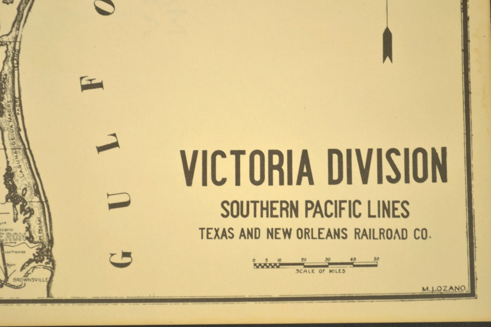 Southern Pacific Railroad Map Victoria Division Sunset Route T&NO Corpus Christi