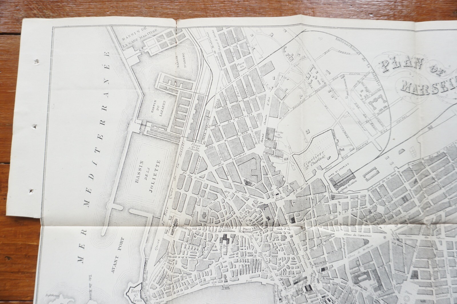 1899 Bradshaws Map of Marseilles France Original Railway Map