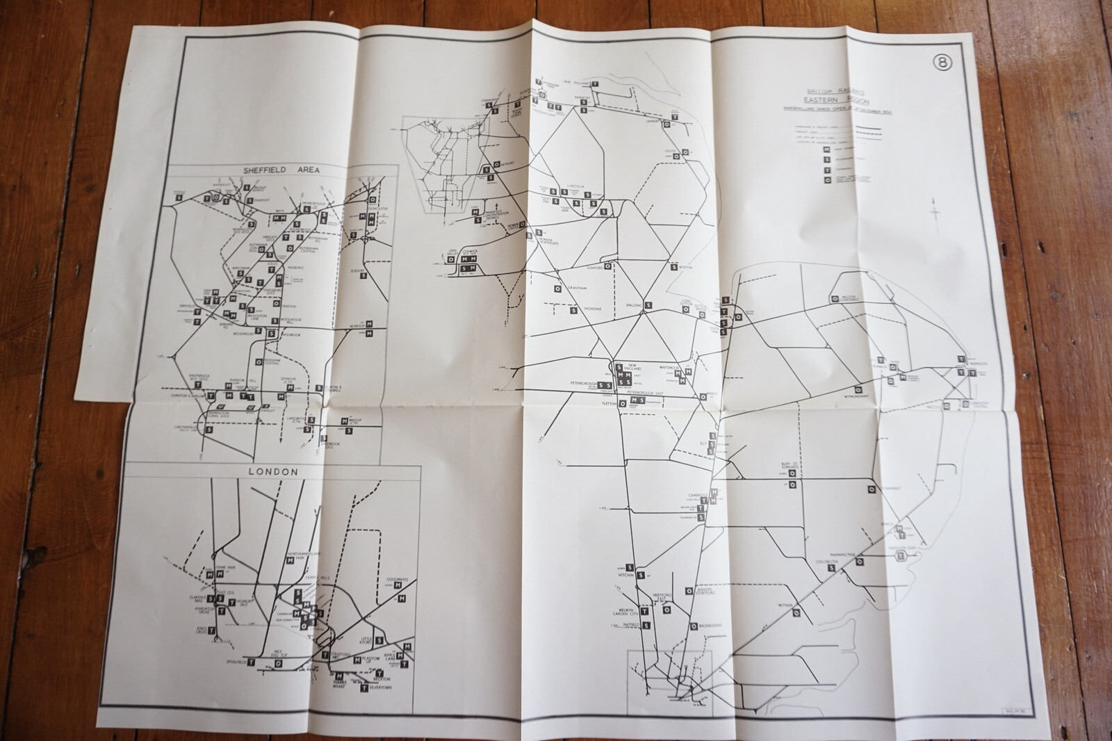1958 Marshalling Yards Open at 1954 Eastern Region Railway Map