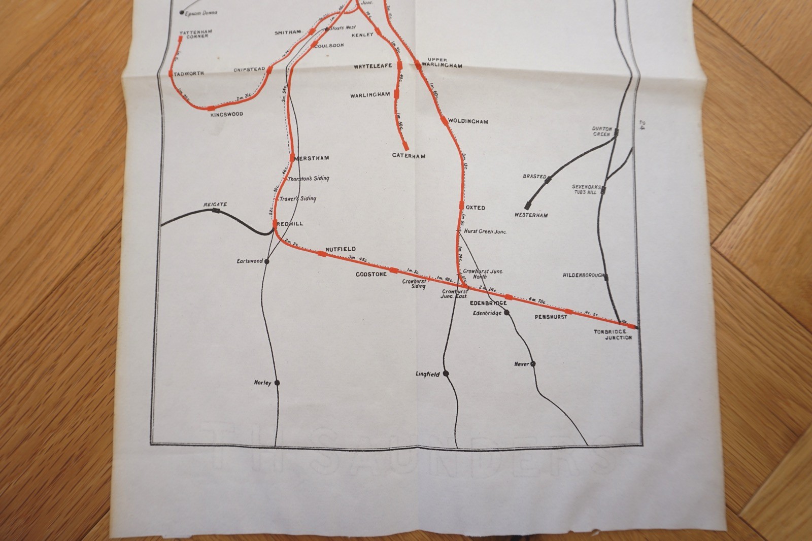 1905 South Eastern & Chatham Railway Map Tonbridge Junction Caterham