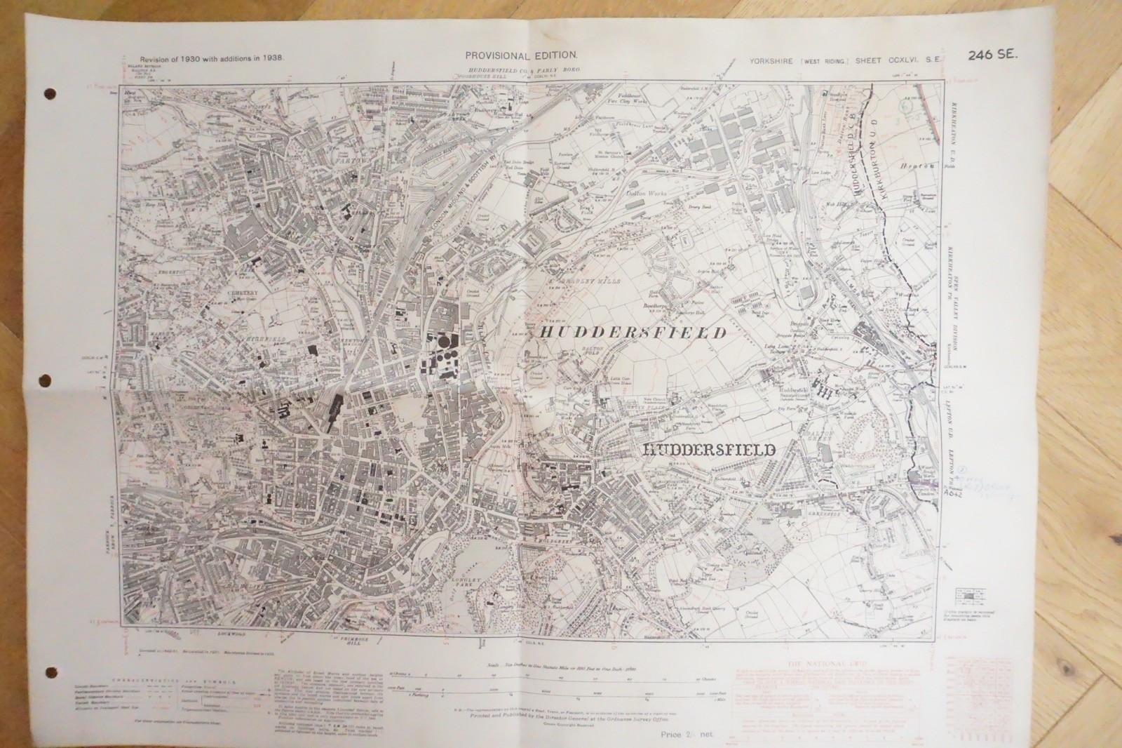1938 Huddersfield Kirkburton Yorkshire LMS Railway OS Linen Map Ref 71 **