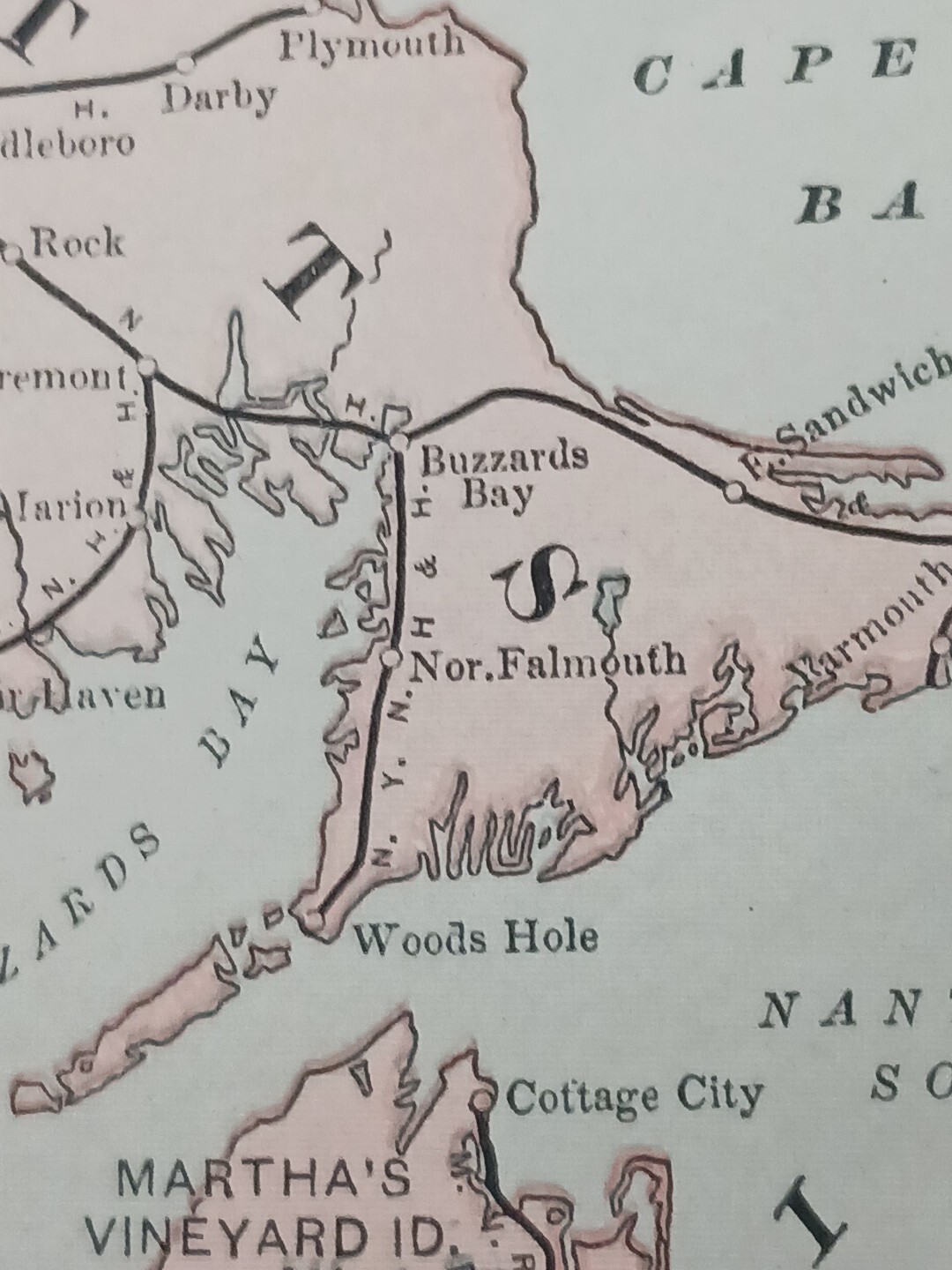1906 Dated Train Route Map Massachusetts Connecticut all Railroad Lines 11″×9″