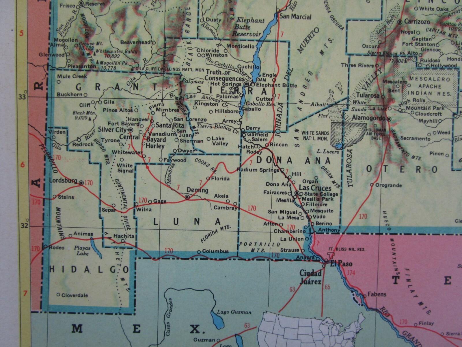 NJ NM Vtg 1952 NEW JERSEY RAILROAD Map. MORRISTOWN & ERIE RR ~or~ NEW MEXICO