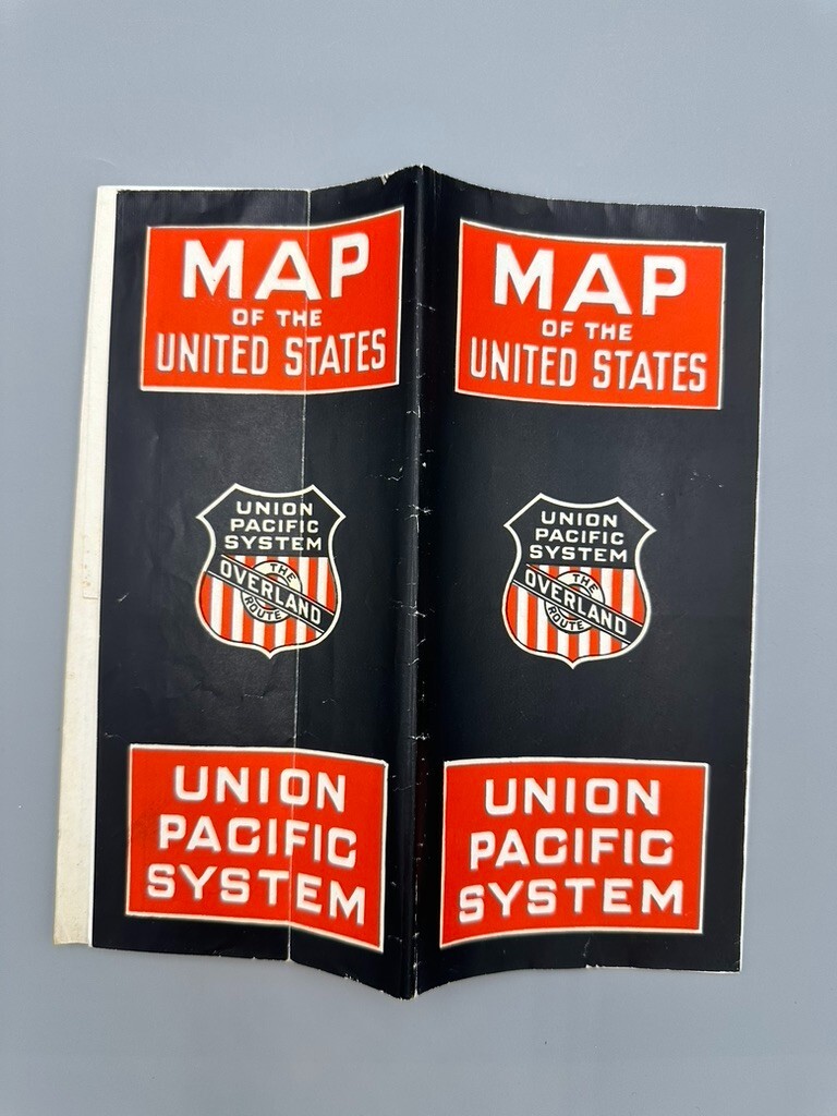 c 1930 MAP of United States UNION PACIFIC RAILROAD Advertising Travel Vintage