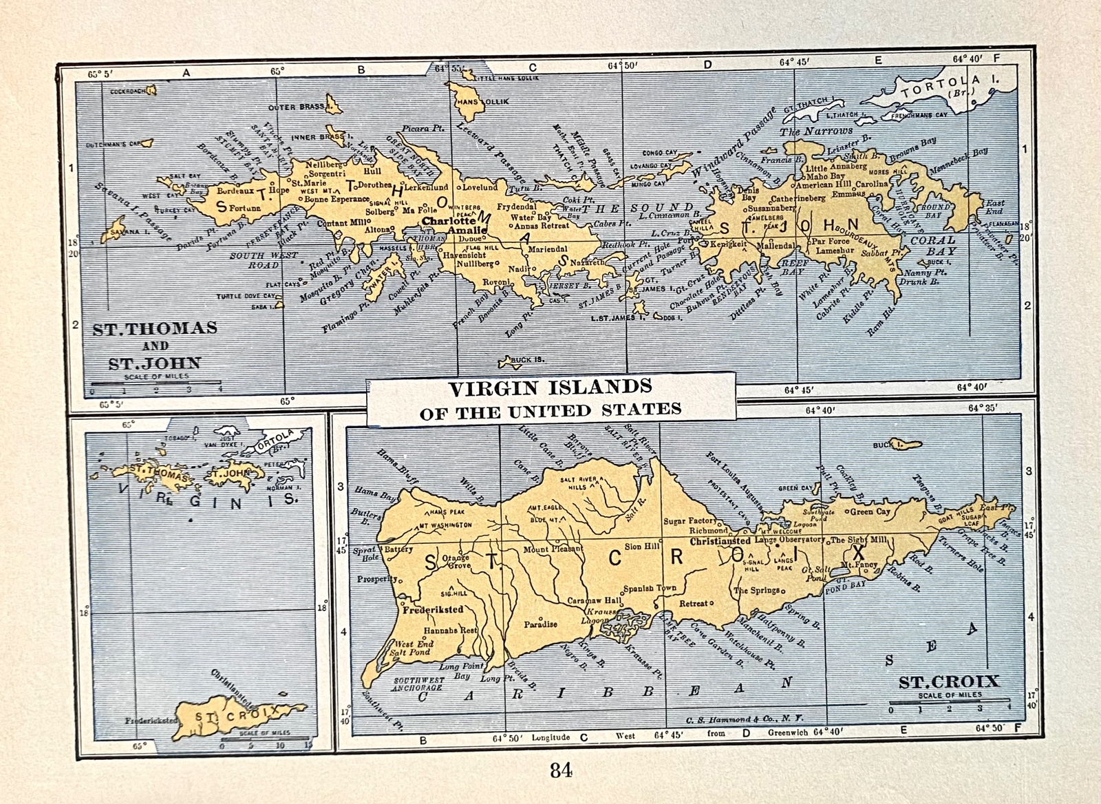 ALASKA, HAWAII & US VIRGIN ISLANDS 1935 County & Railroad Maps. Hammond 9×12″