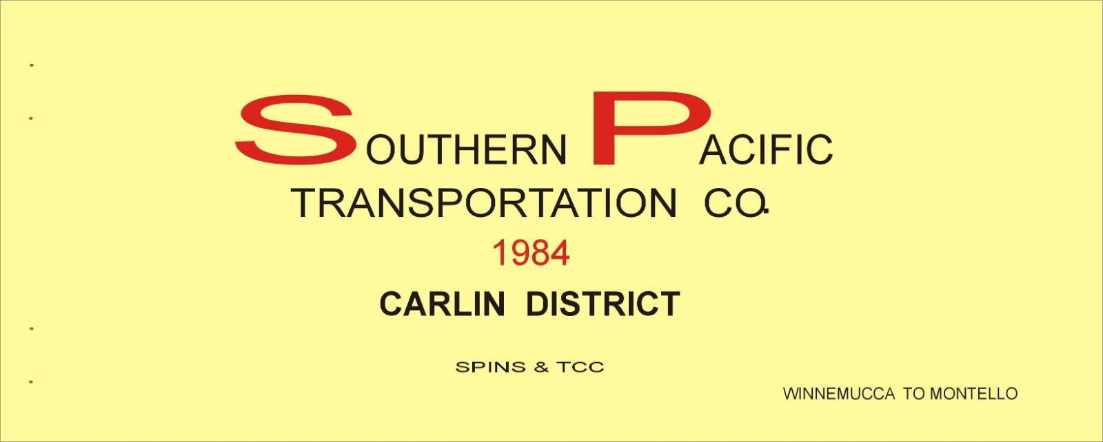Southern Pacific RR 84 Carlin Dist Winnemucca to Montello SPINS PDF pages on DVD