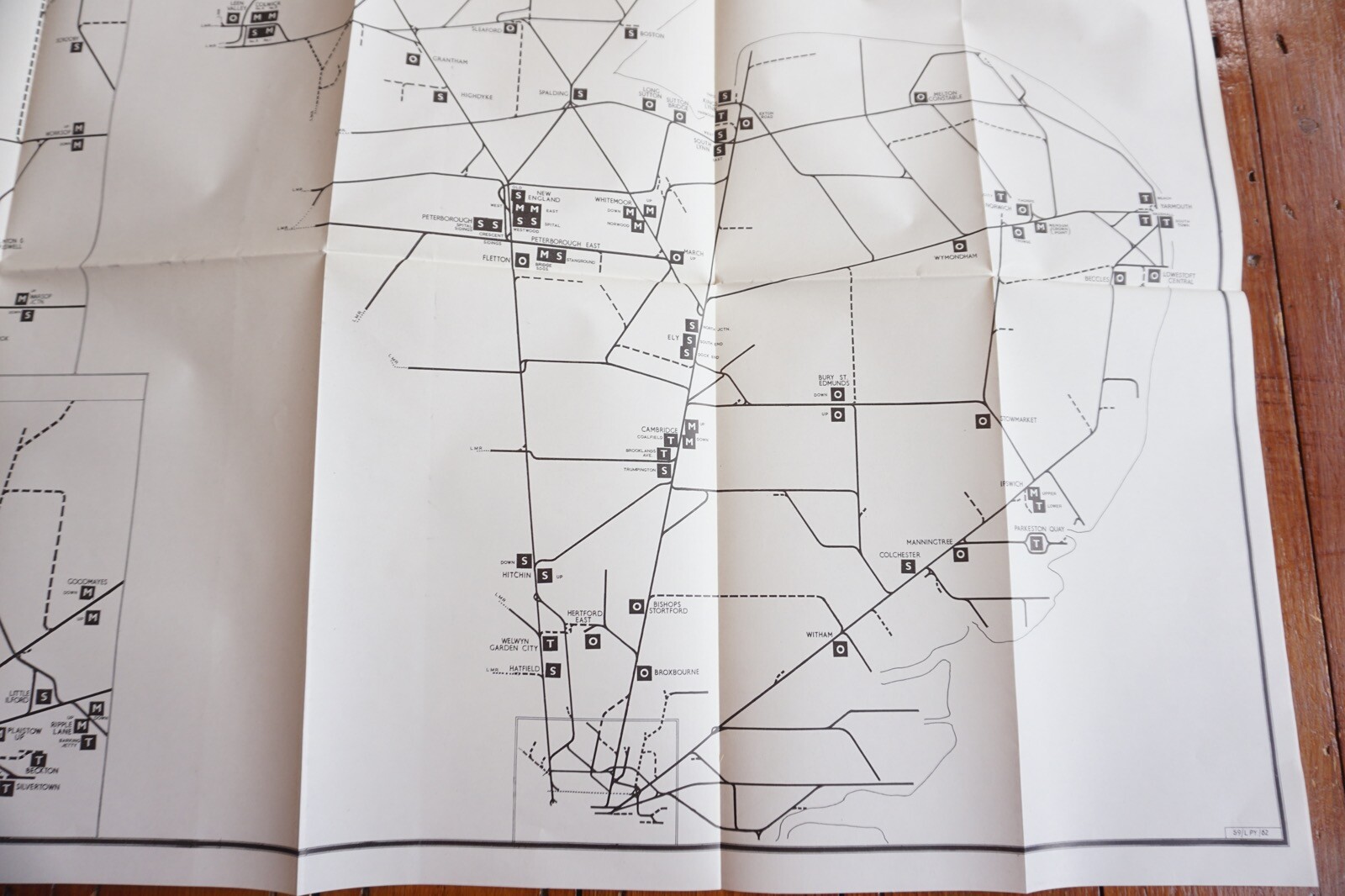 1958 Marshalling Yards Open at 1954 Eastern Region Railway Map