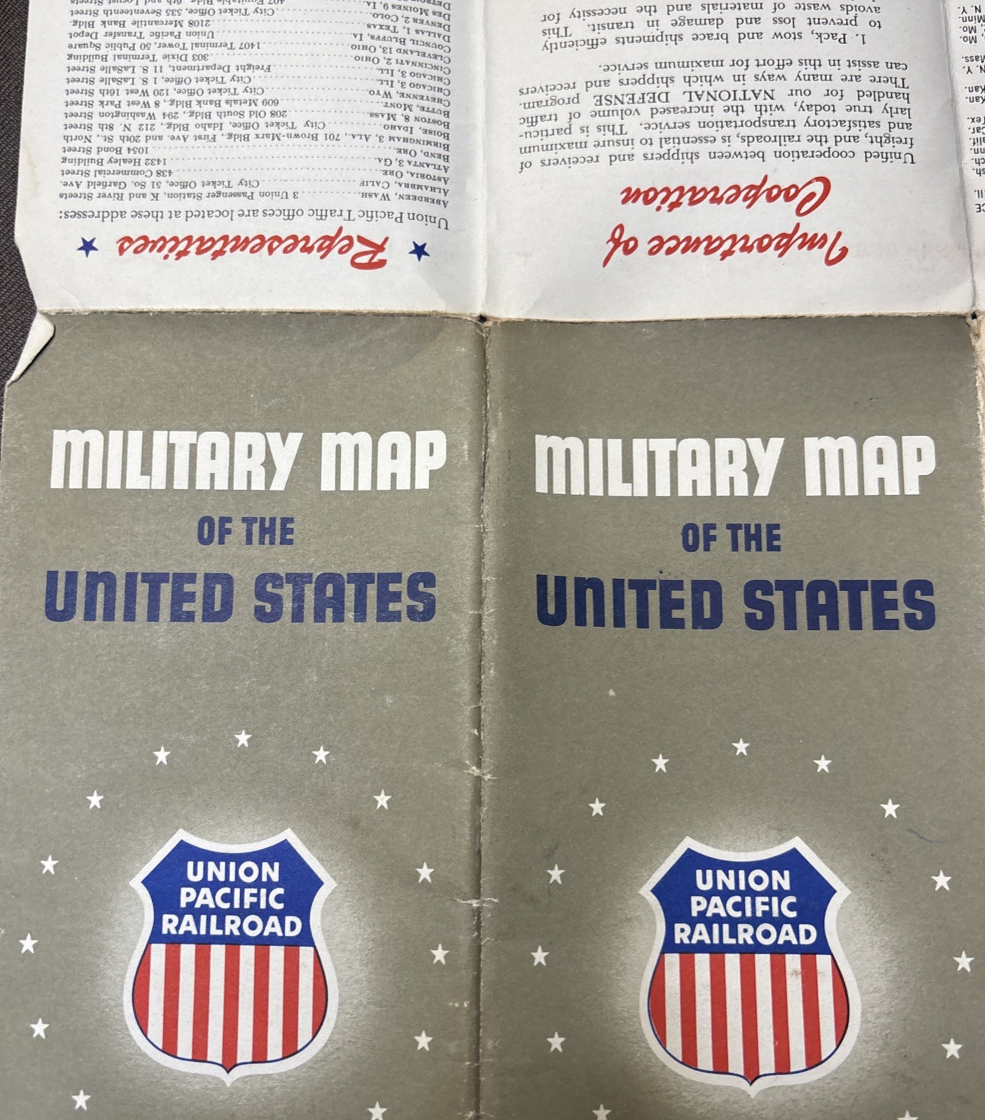 Vintage Union Pacific Railroad Military Map 1950 First Edition