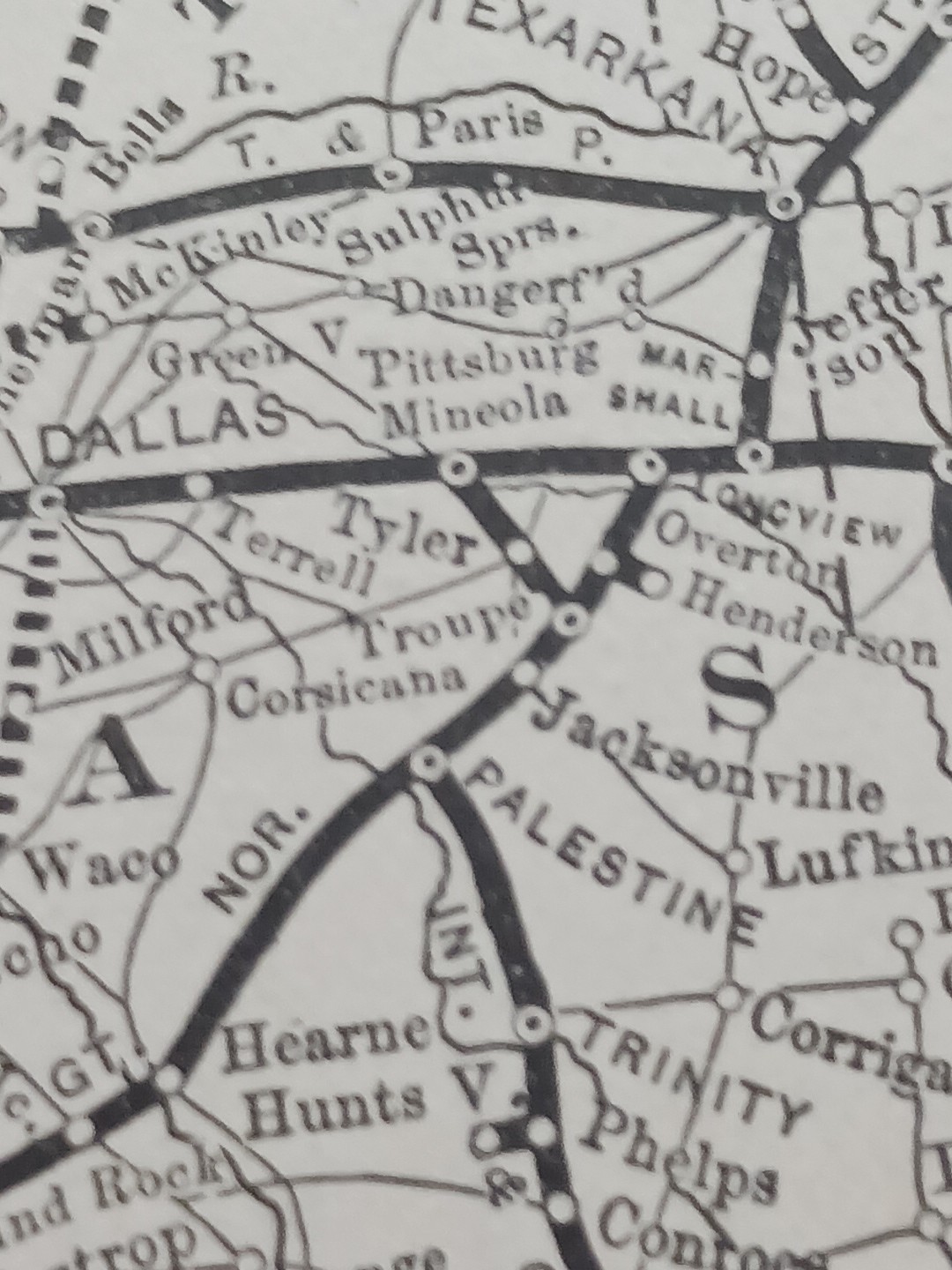 ~1895 Train Route Map MISSOURI PACIFIC RAILWAY All Lines Railroad Connections