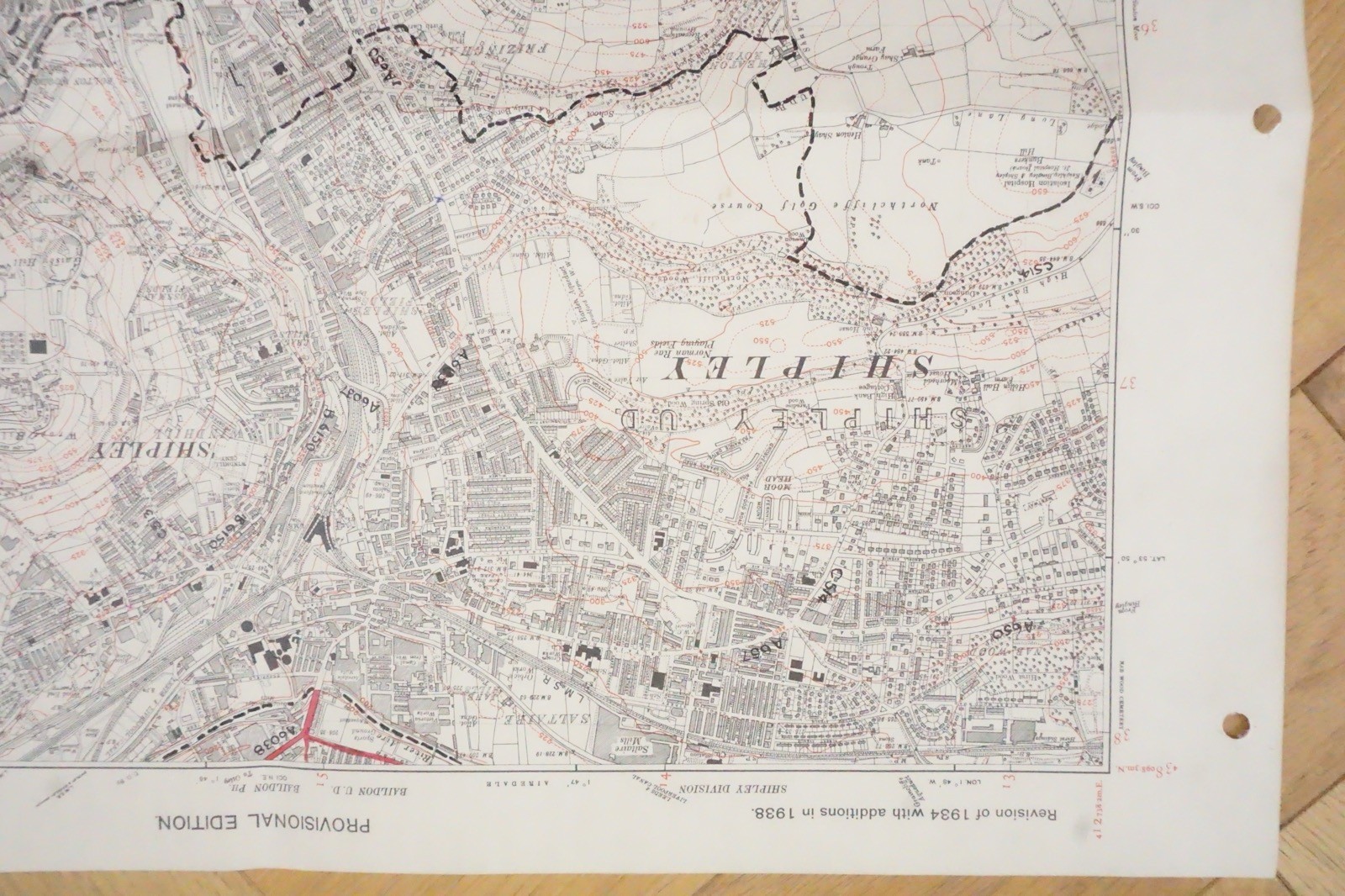 1938 Shipley Frizzing Hall Yorkshire LMS Railway OS Linen Map Ref 33 *