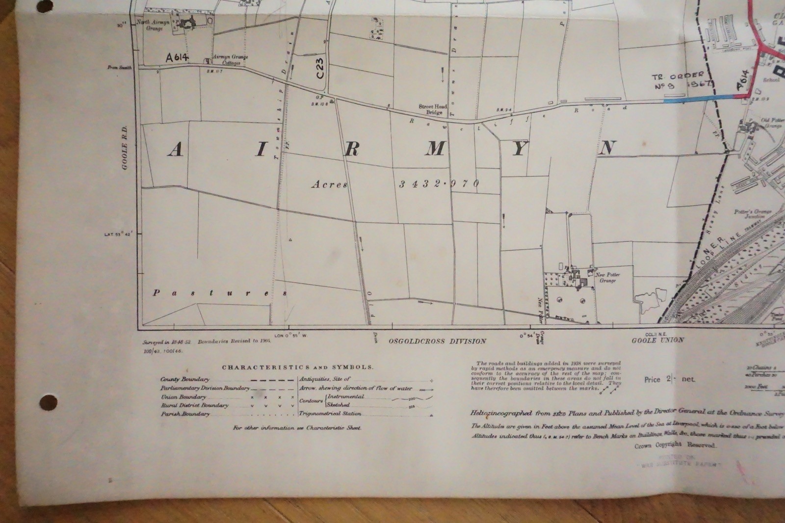1938 Goole Hook Yorkshire NER Railway OS Linen Map Ref 79 **