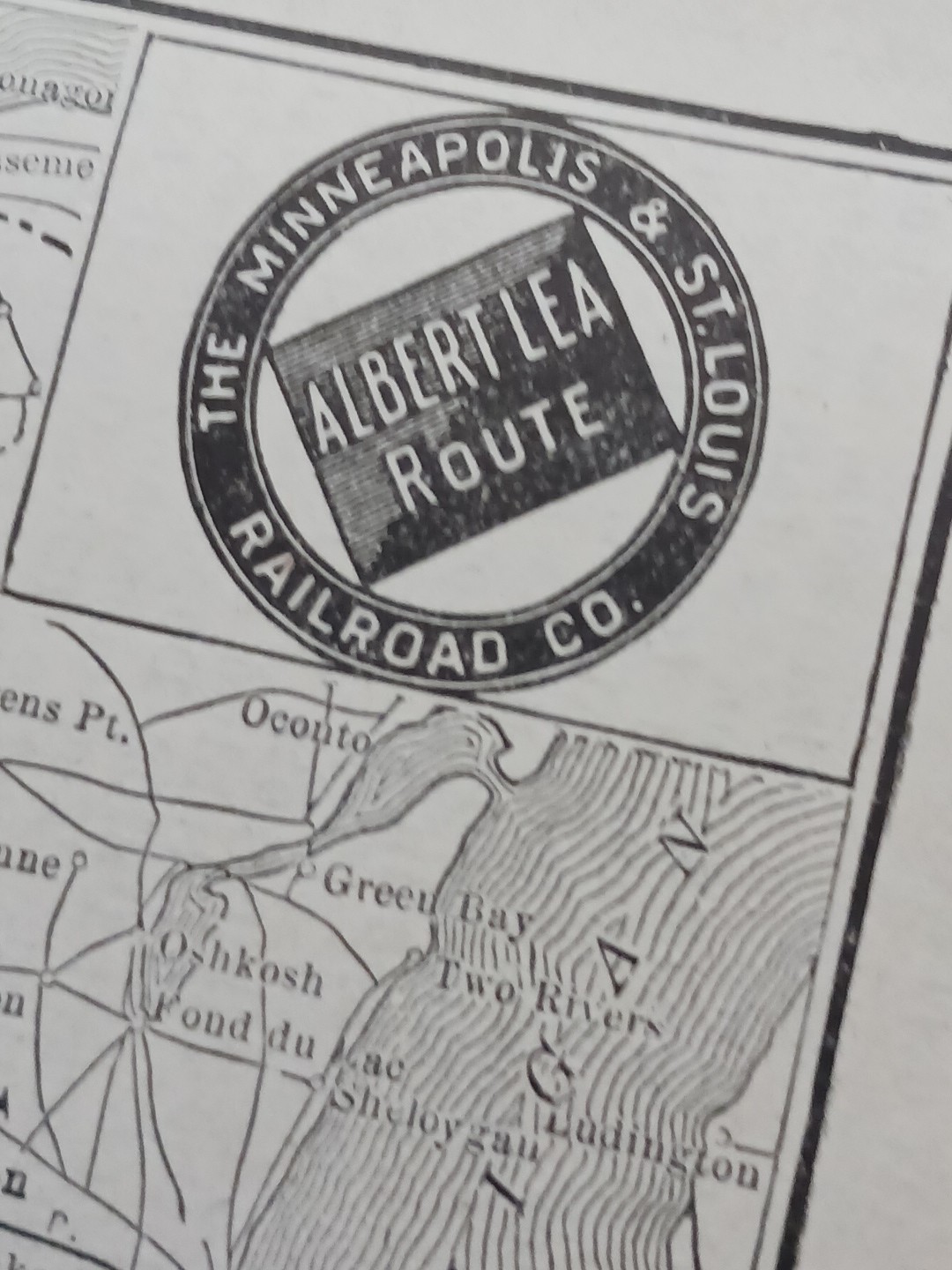 1910 Train Route Map MINNEAPOLIS & ST LOUIS RAILROAD “Albert Lea Route” Stations