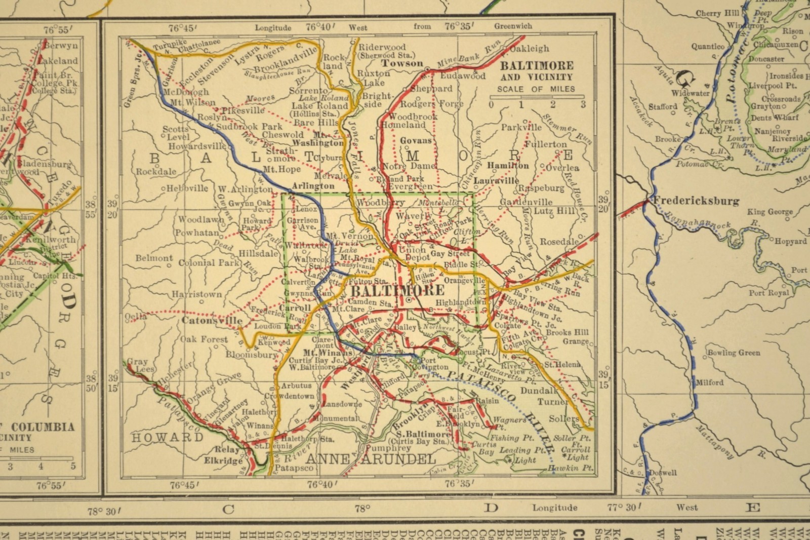 1914 Antique Map of MARYLAND Railroads Map DELAWARE ORIGINAL Atlas Map DATED