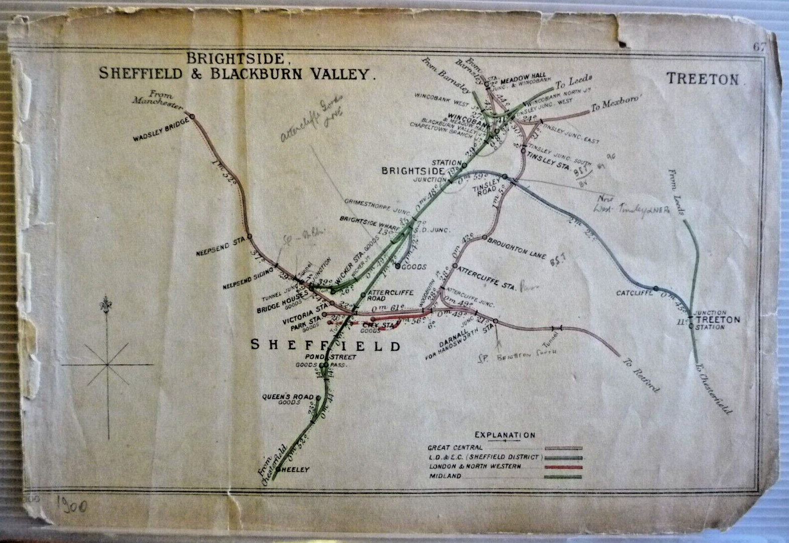 EA11 – 43 – Railway Clearing House Map – Sheffield Brightside Meadow Hall – 1900