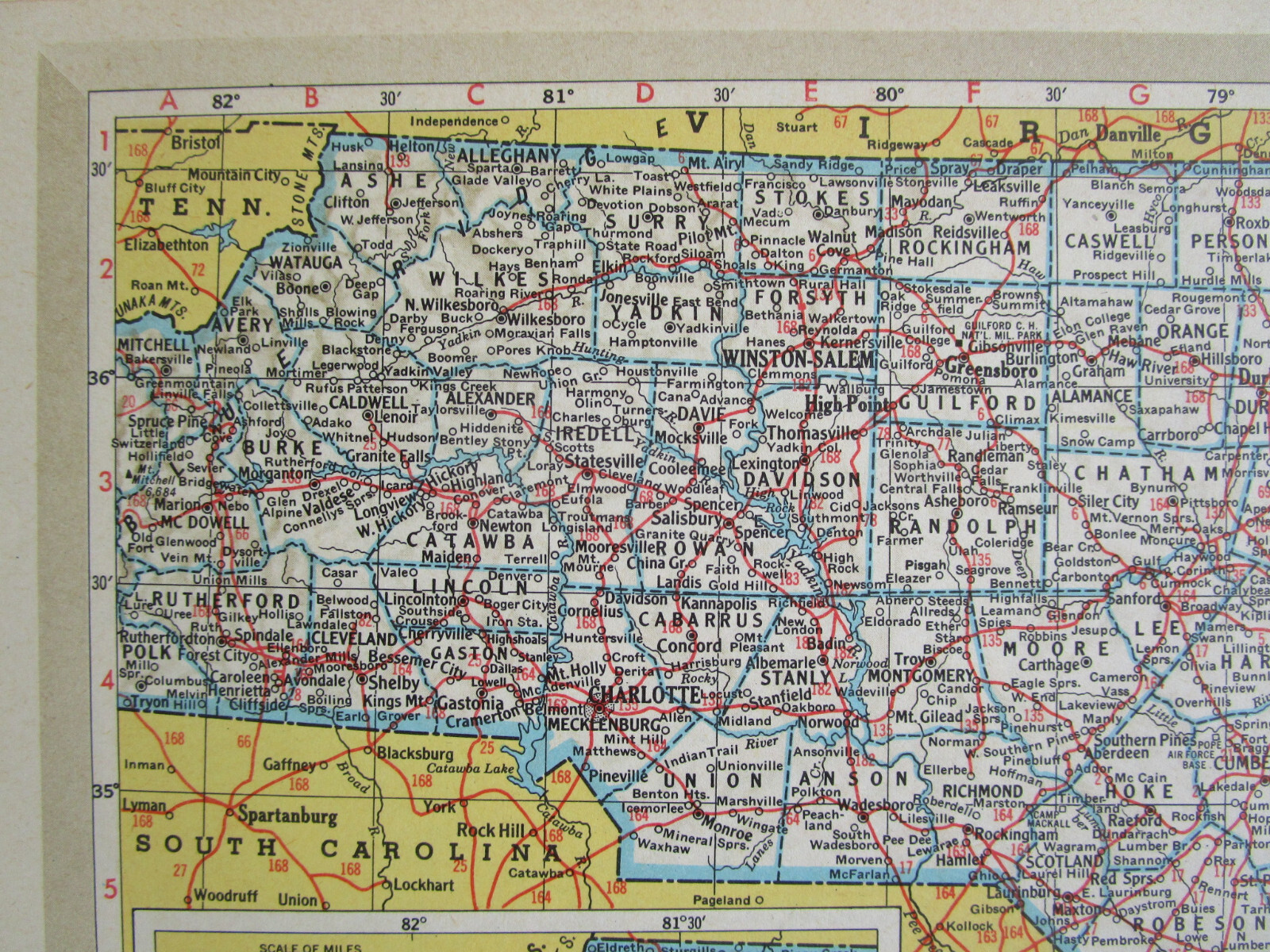 NC NY 1952 NORTH CAROLINA RAILROAD MAP BEAUFORT & MOREHEAD RR. or NEW YORK 1950s
