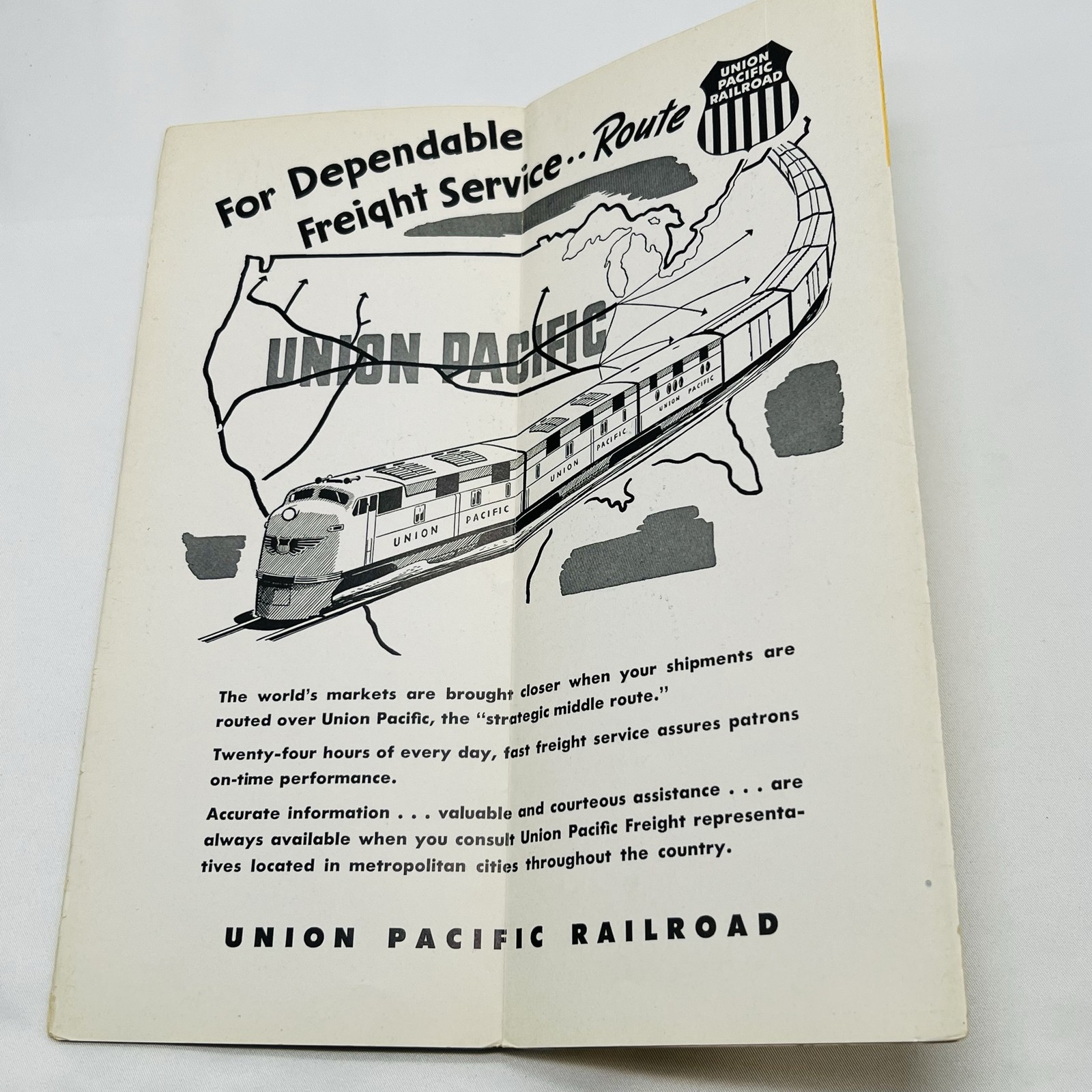 Union Pacific Railroad 1950 Freight Rate Map Vintage Collectible Ephemera