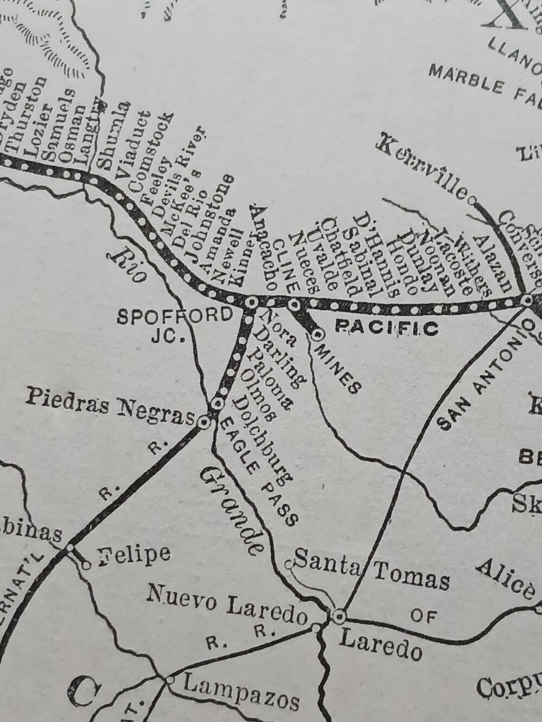 1906 Railroad Route Map SOUTHERN PACIFIC SYSTEM Atlantic Texas Louisiana Train