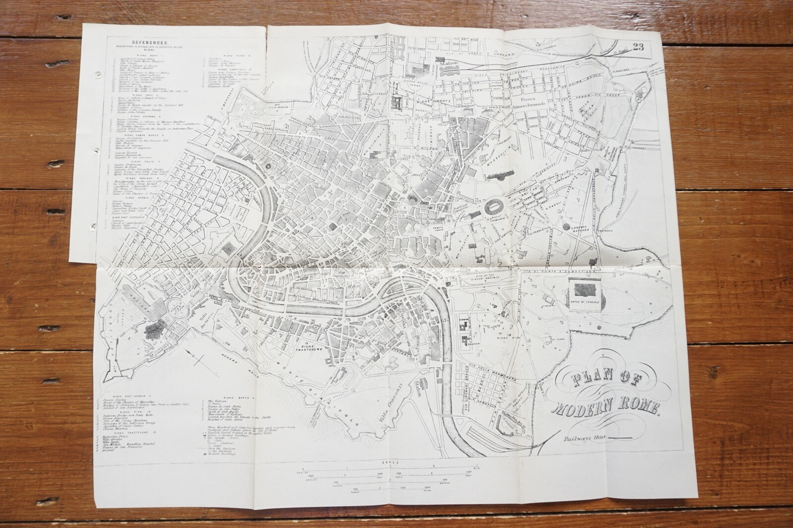 1899 Bradshaws Map of Rome Italy Original Railway Map