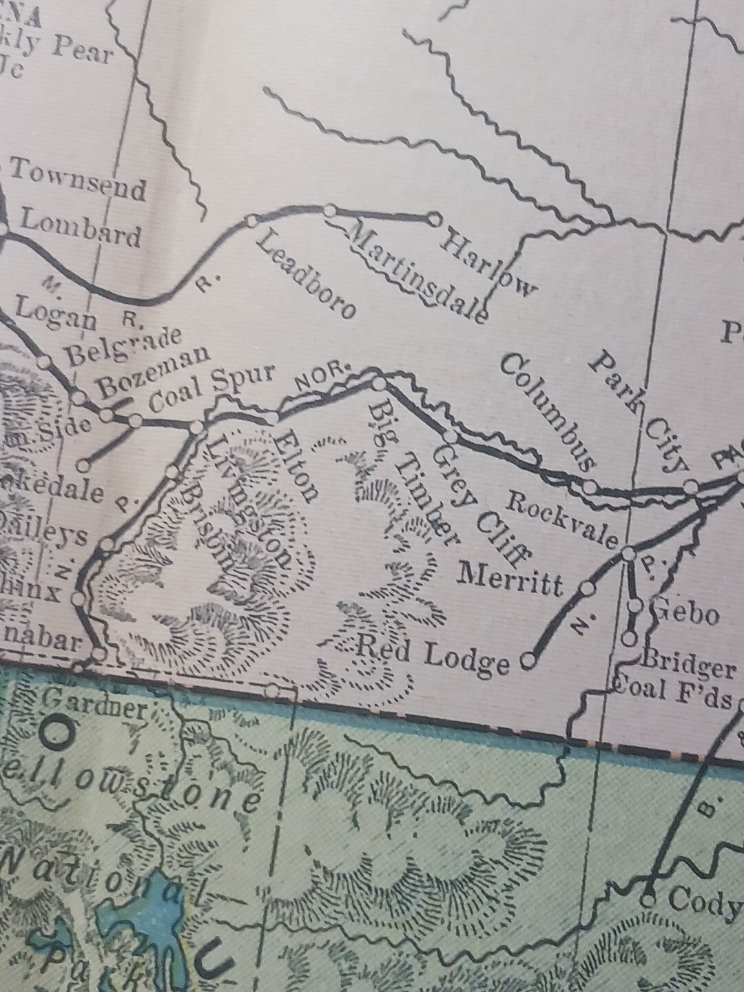 ~1904 Railroad Map MONTANA IDAHO WYOMING All railway Routes Depots 11×9″ vintage