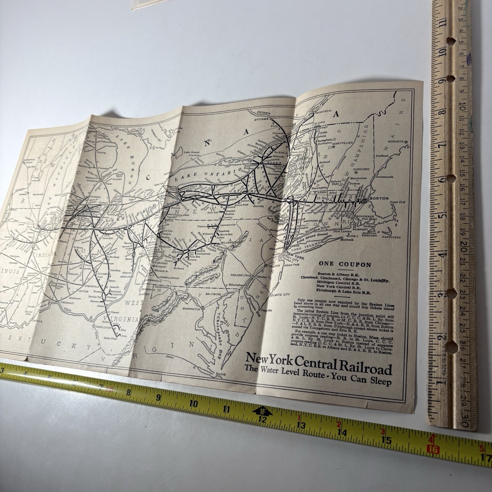 Vintage New York Central Railway Railroad Map Train Original RR Connections NY