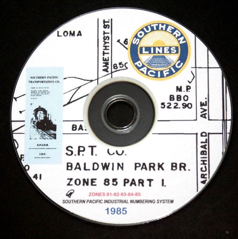 Southern Pacific RR 1985 SPINS – Baldwin Park Branch – LA Div PDF Pages on DVD