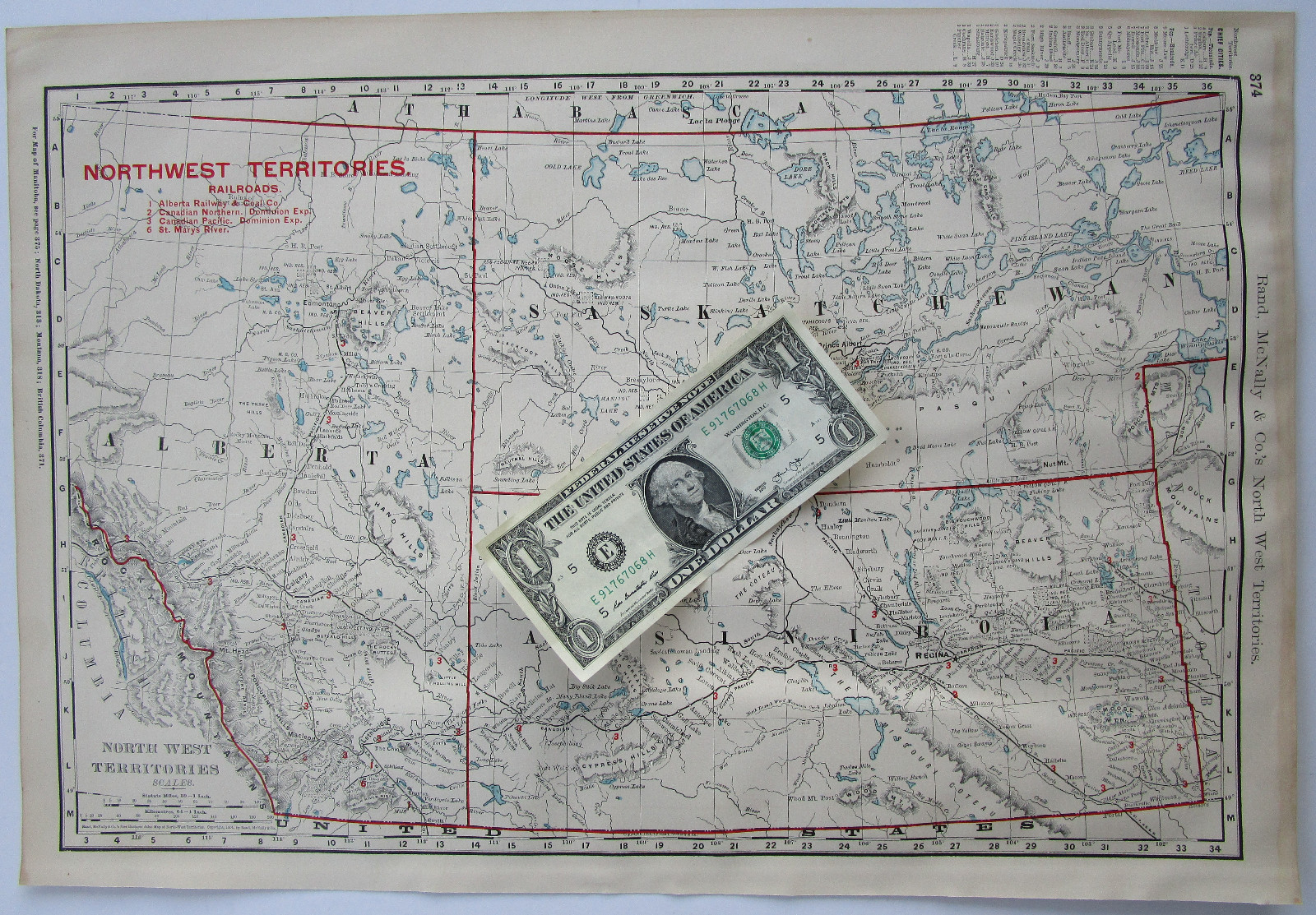 Lg 1901 CANADA NORTHWEST TERRITORIES RAILROAD Map McN Business ST MARYS RIVER RR