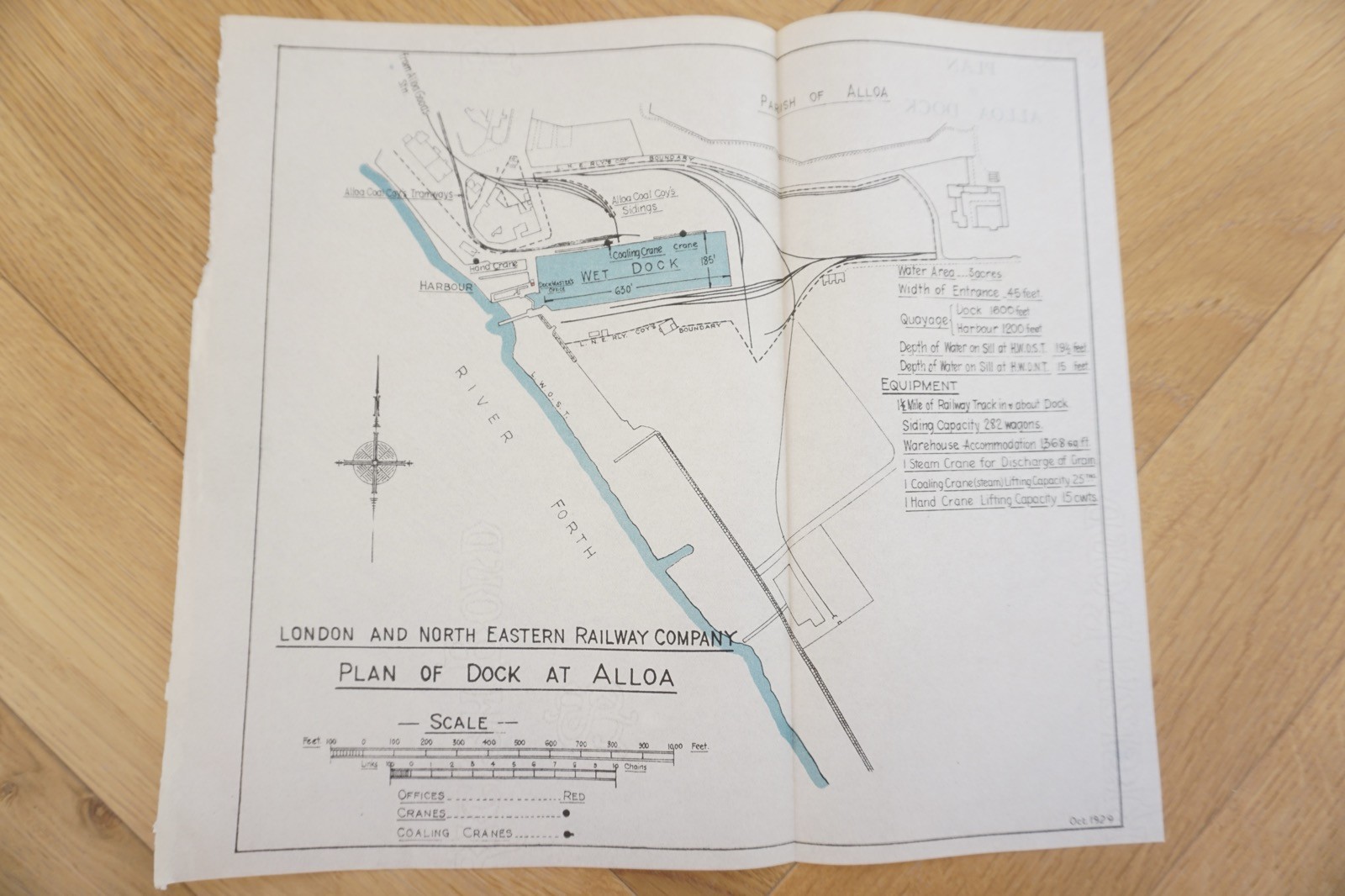 1939 LNER Alloa Docks Railway Plan Map