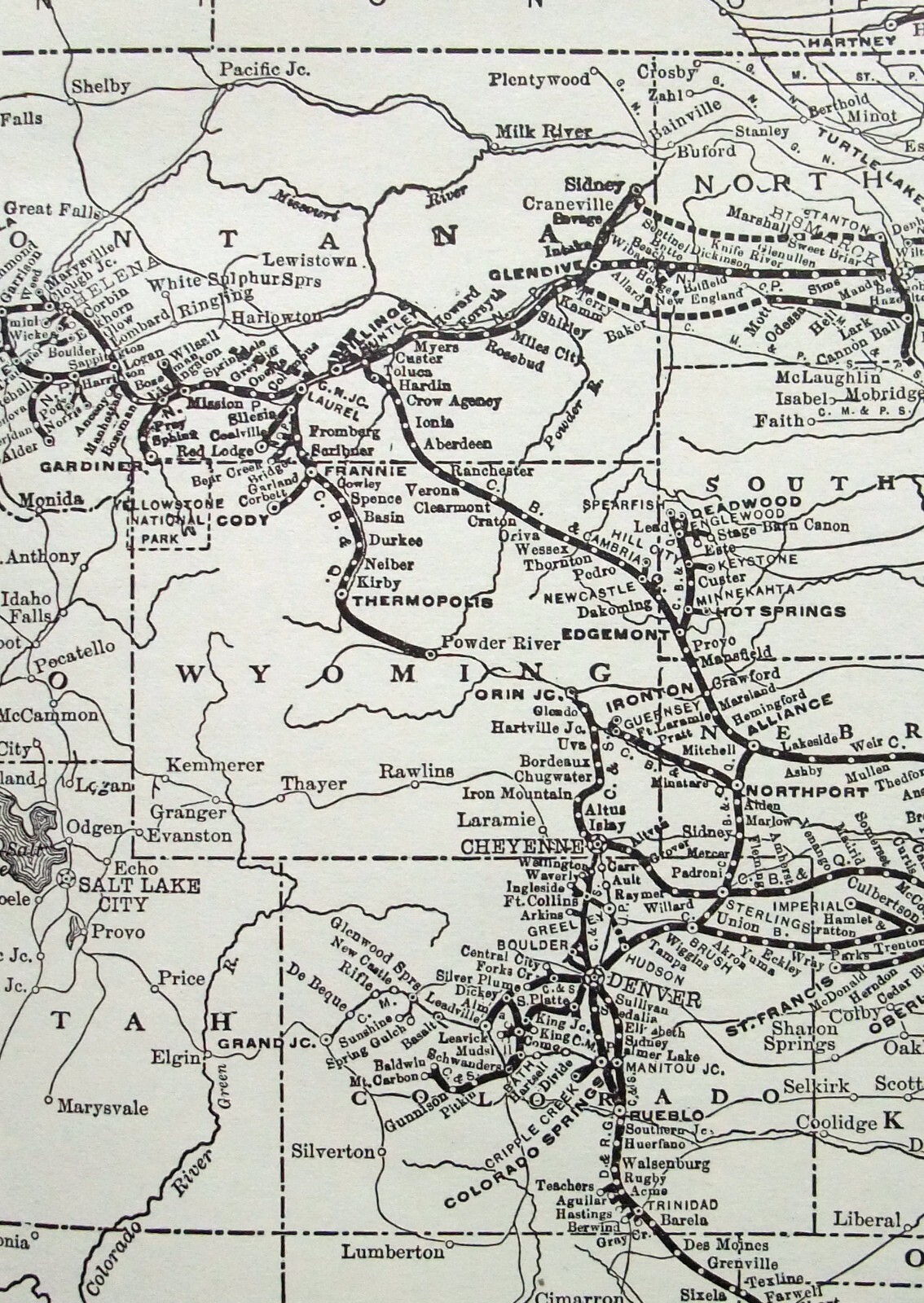 Northern Pacific Railway – Original 1914 System Map. Antique Railroad