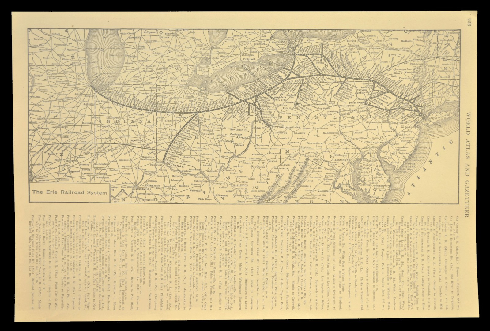 Vintage Map of the Erie Railroad Map Pennsylvania Old Original ca 1922