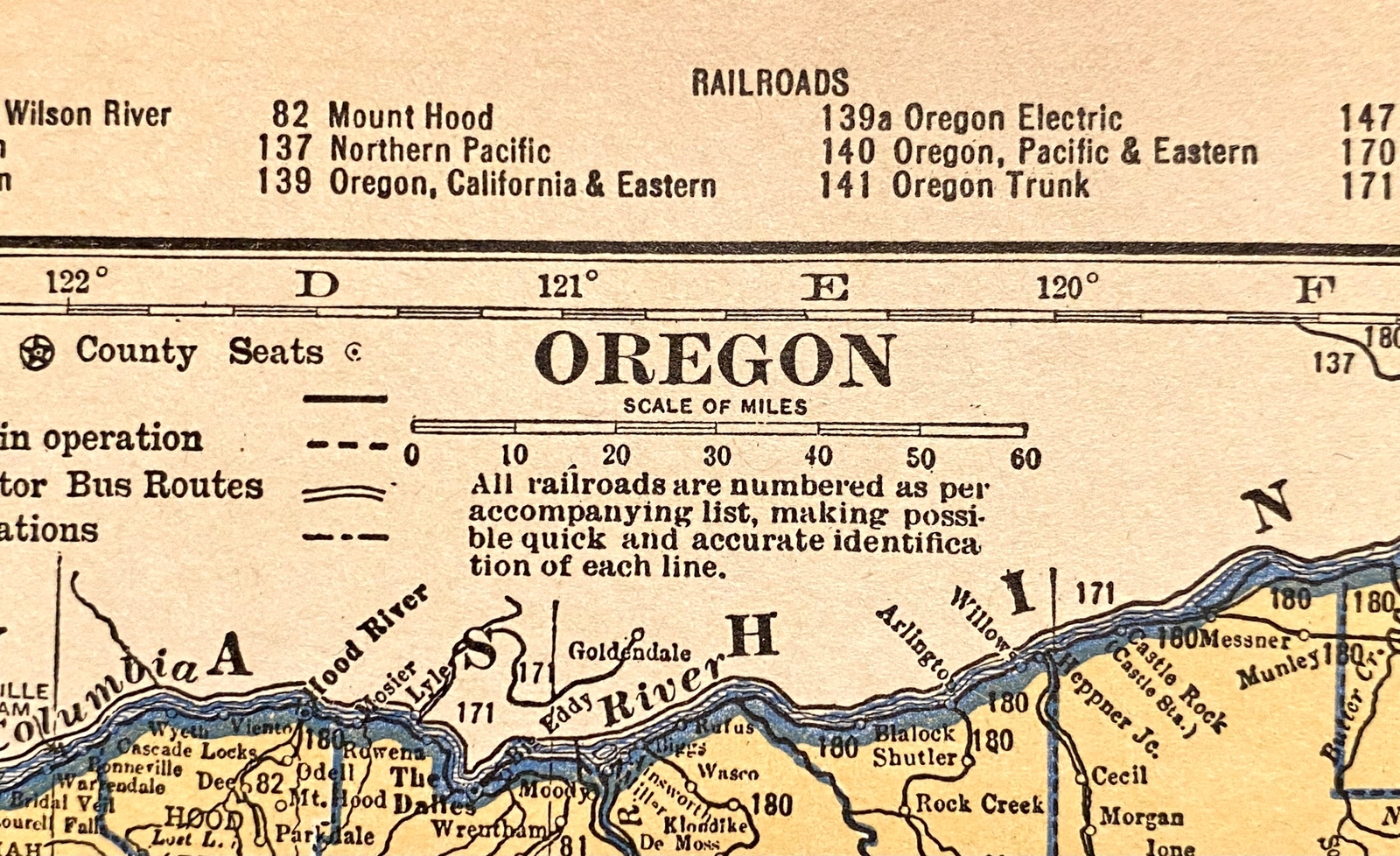 OKLAHOMA & OREGON c 1935 County & Railroad Maps. Hammond & Co. 9×12″ VG-FINE