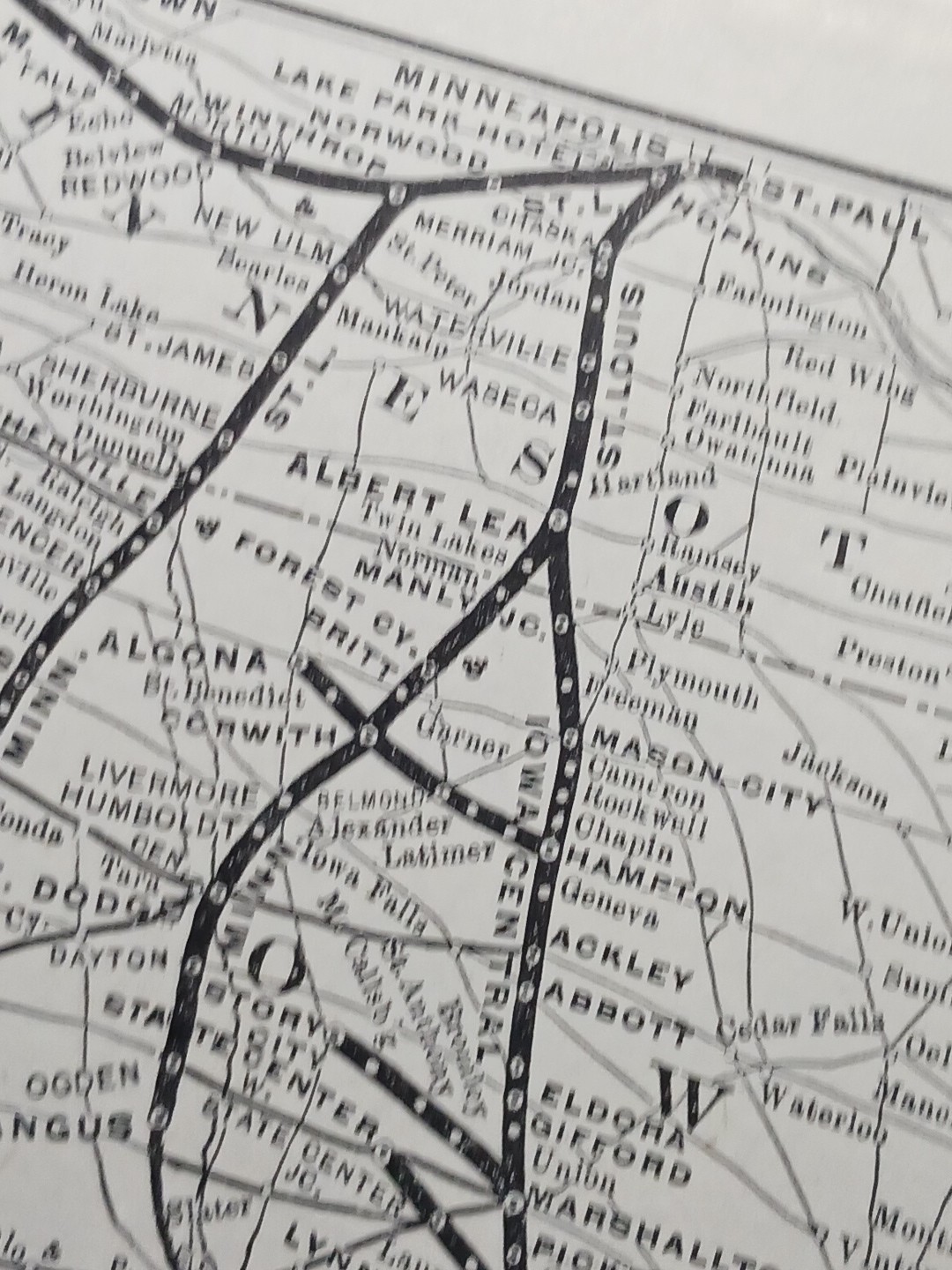 ~1904 Train Route Map IOWA CENTRAL RAILWAY all Railroad Lines Marked Vintage Map