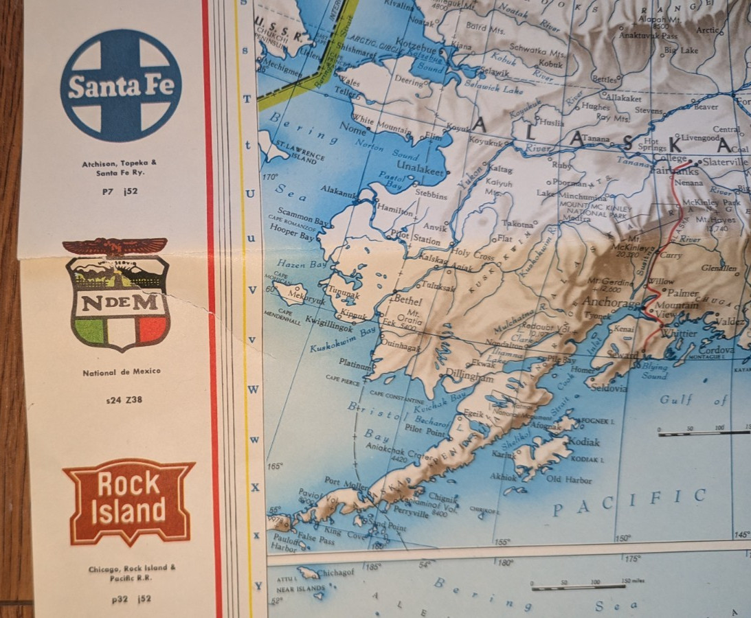 Vintage 1958-’66 No.950 Lionel Railroad Map-United States, Rand McNally, 37 x 52